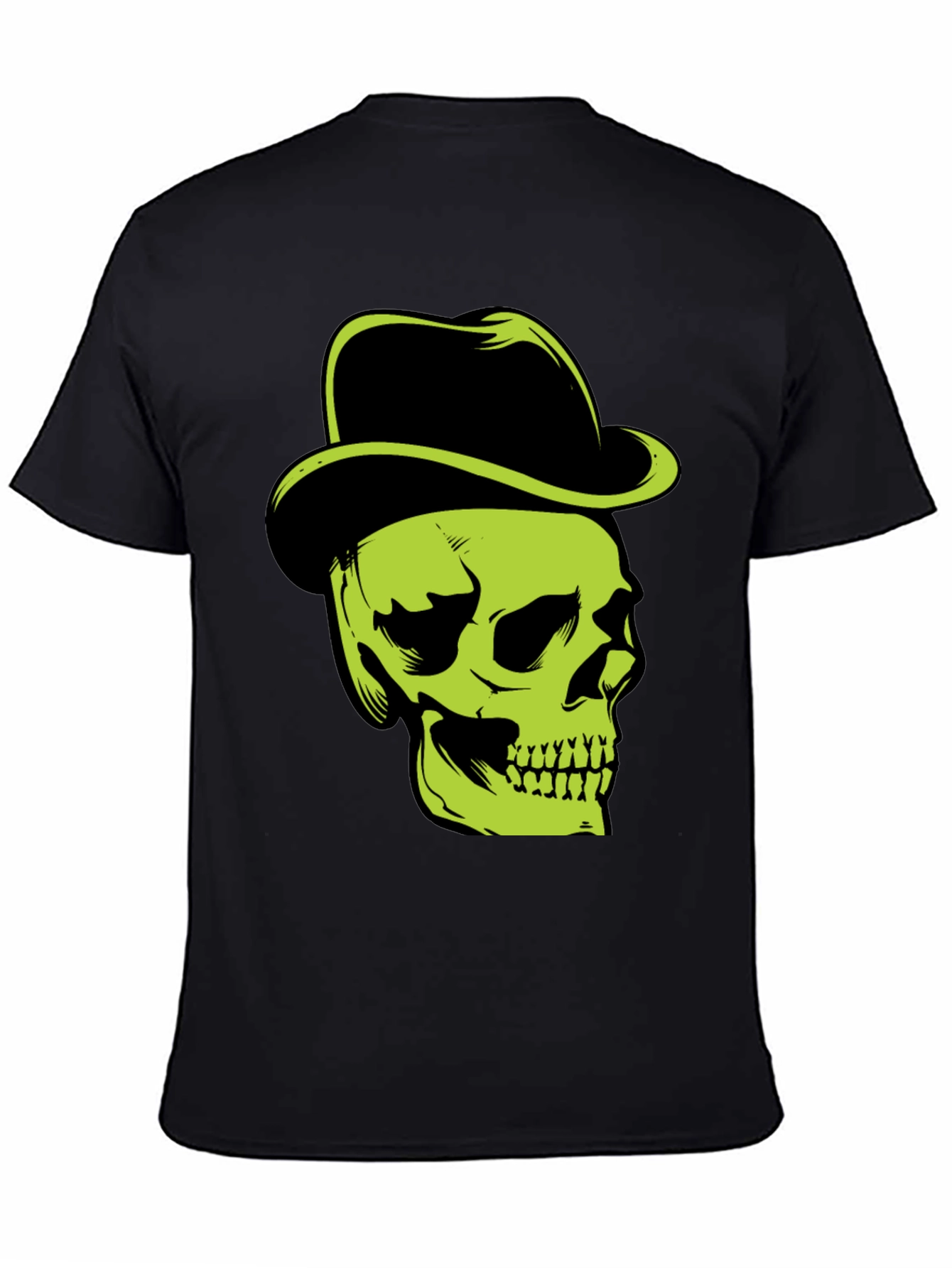 Skull with Hat Graphic T-Shirt - Edgy Style