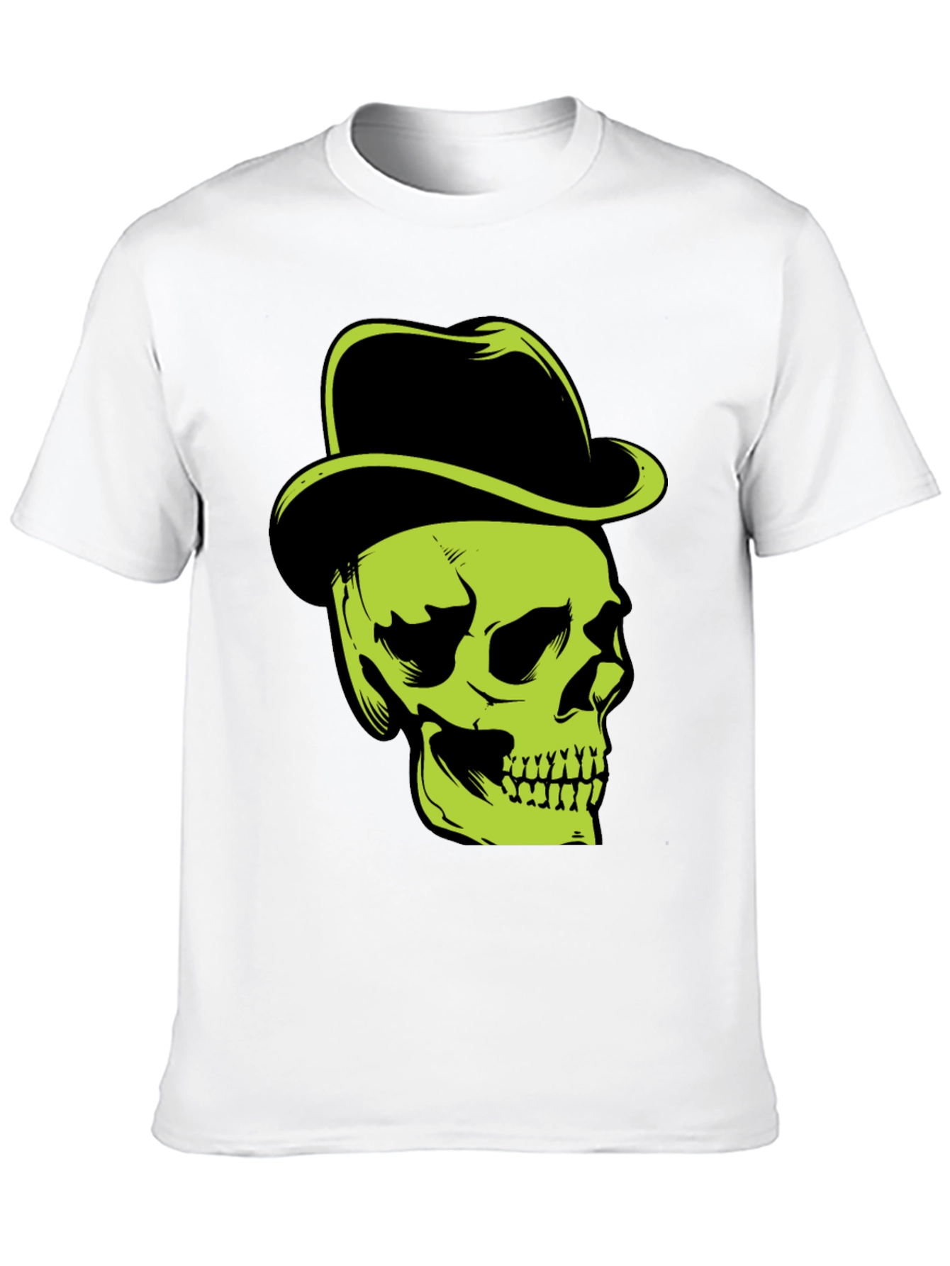 Skull with Hat Graphic T-Shirt - Edgy Style
