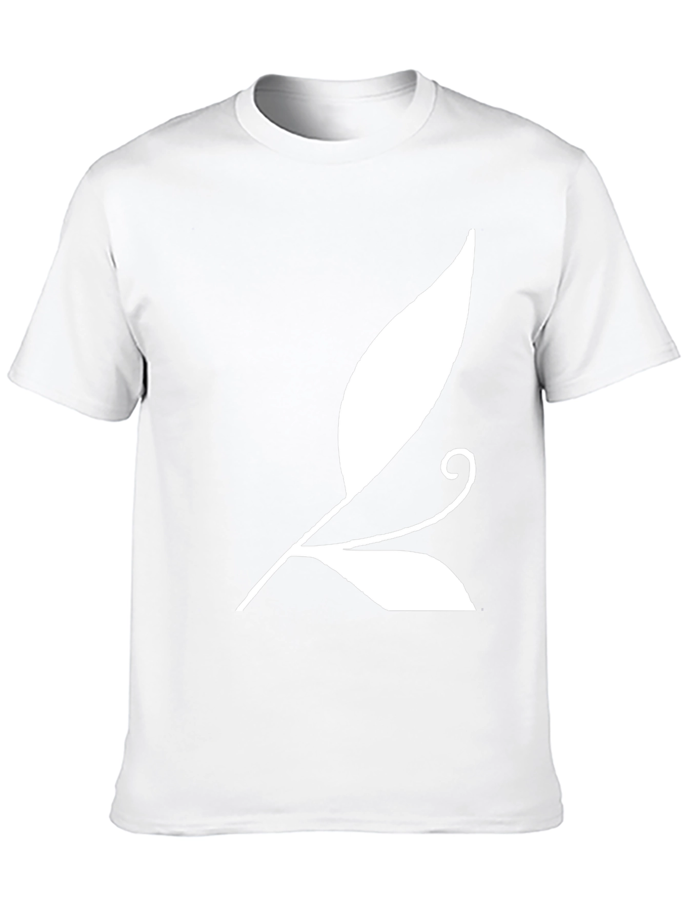 Black T-Shirt with White Leaf Design
