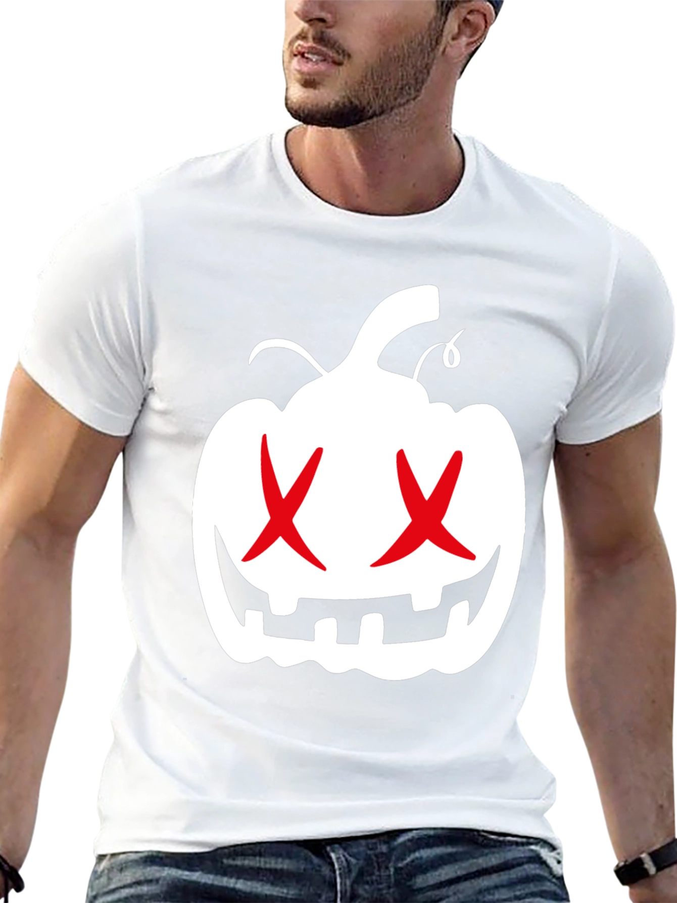 Halloween Pumpkin X Eyes Black Graphic Tee