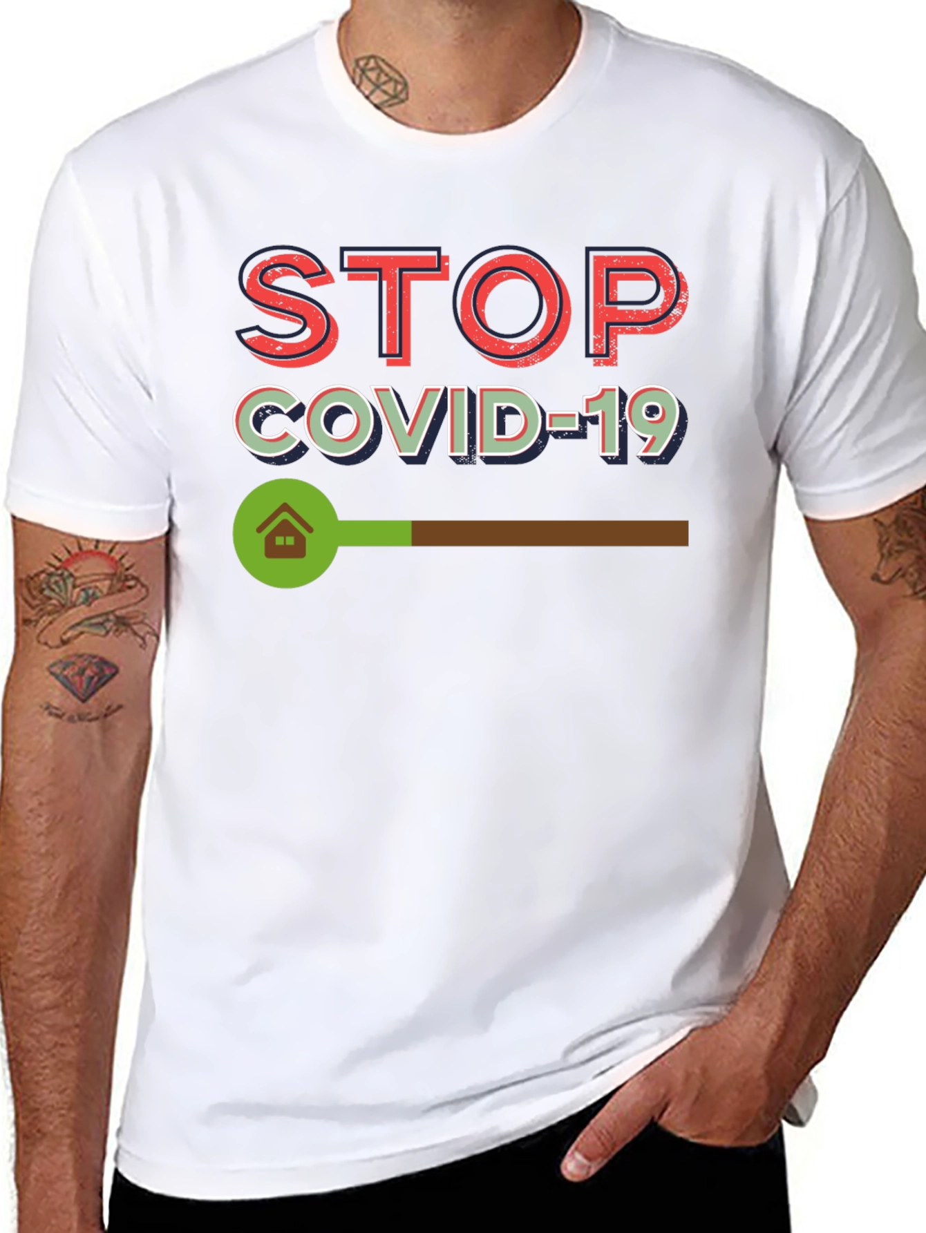 Stop Covid-19 Black Graphic Tee