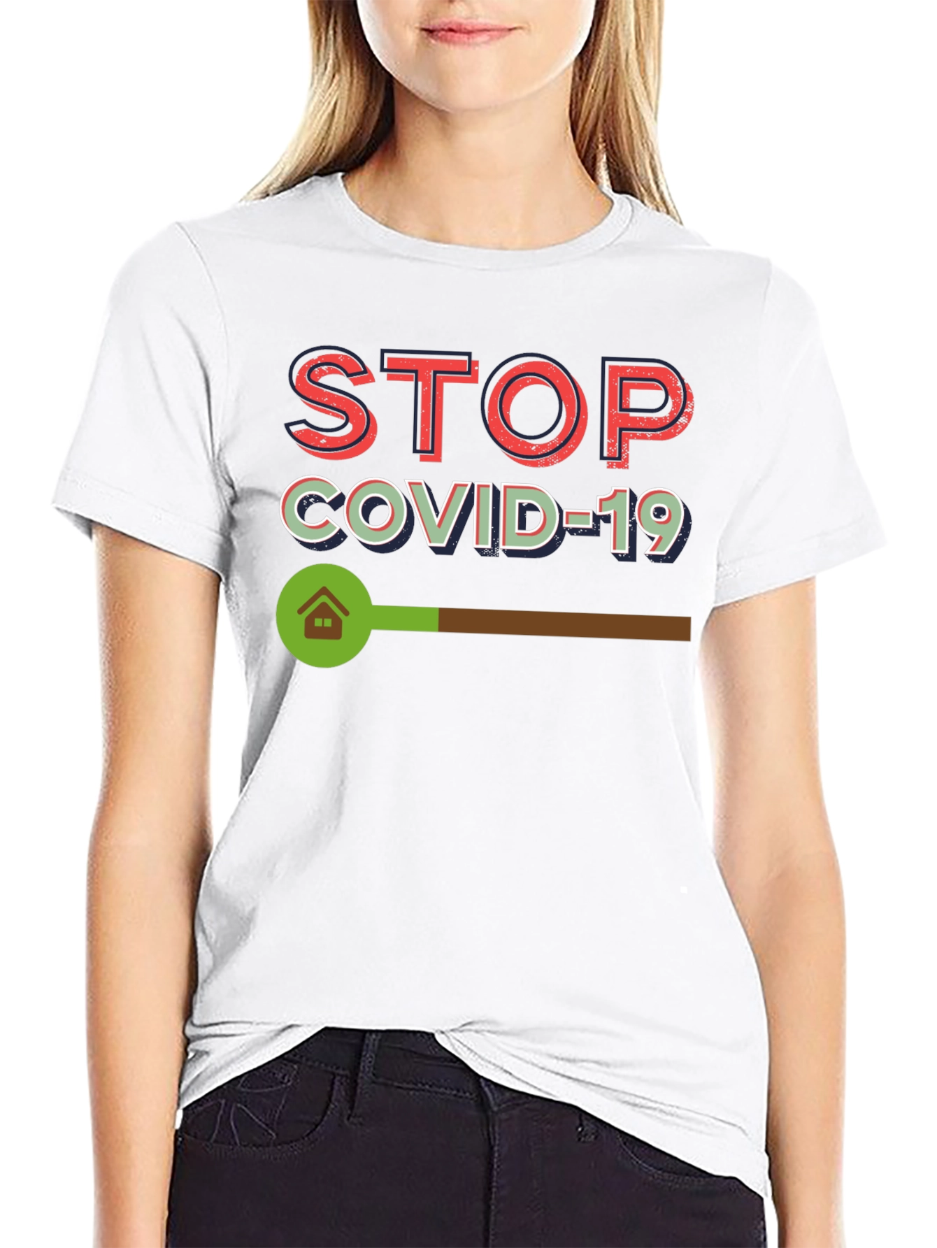 Stop Covid-19 Black Graphic Tee