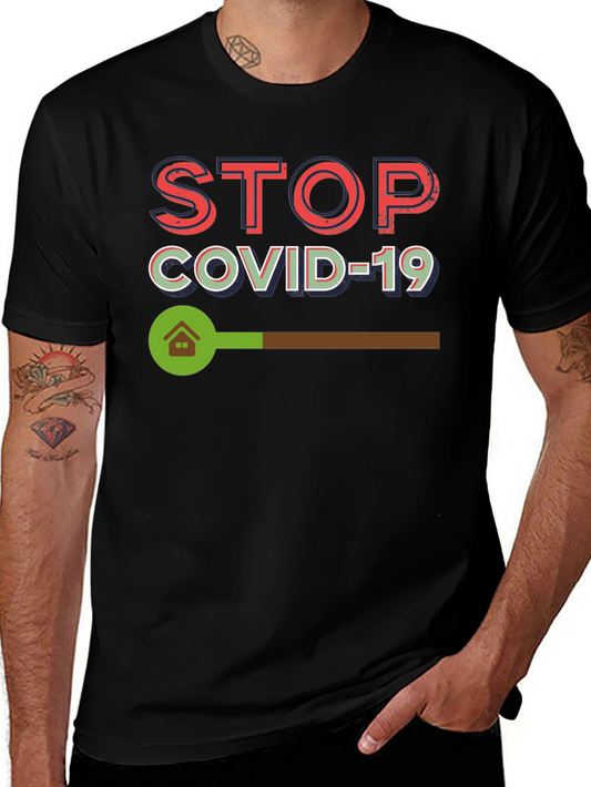Stop Covid-19 Black Graphic Tee