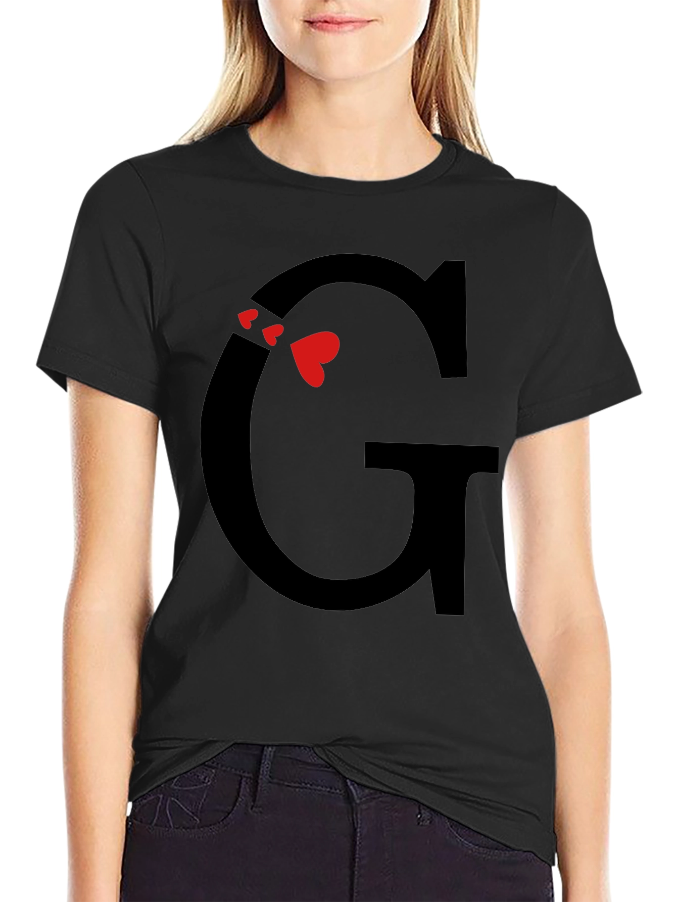 Initial G Heart T-Shirt - Trendy Graphic Tee