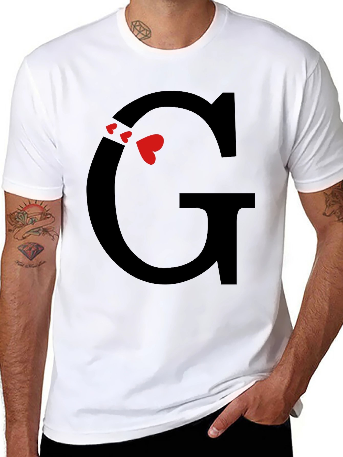 Initial G Heart T-Shirt - Trendy Graphic Tee