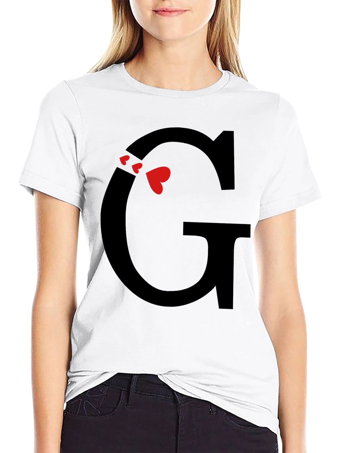 Initial G Heart T-Shirt - Trendy Graphic Tee