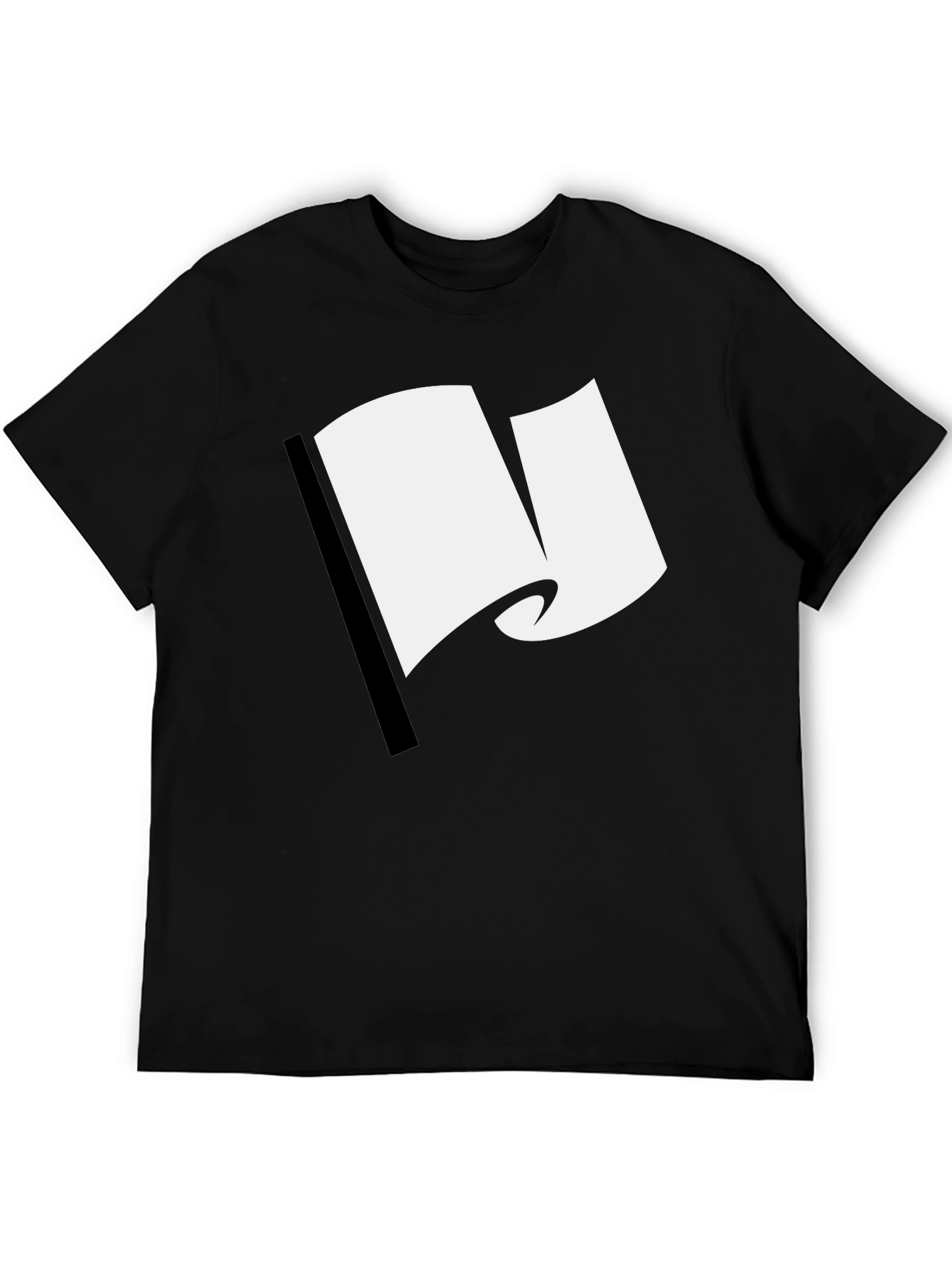 Minimalist White Flag Graphic Black T-Shirt