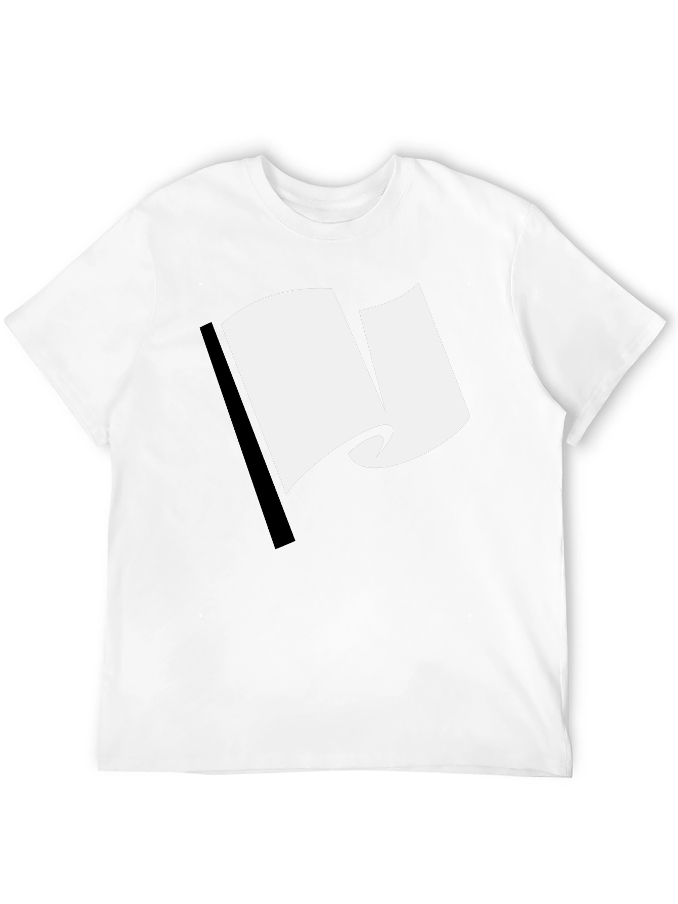 Minimalist White Flag Graphic Black T-Shirt