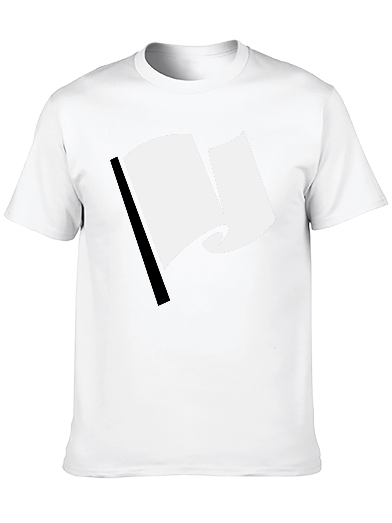 Minimalist White Flag Graphic Black T-Shirt