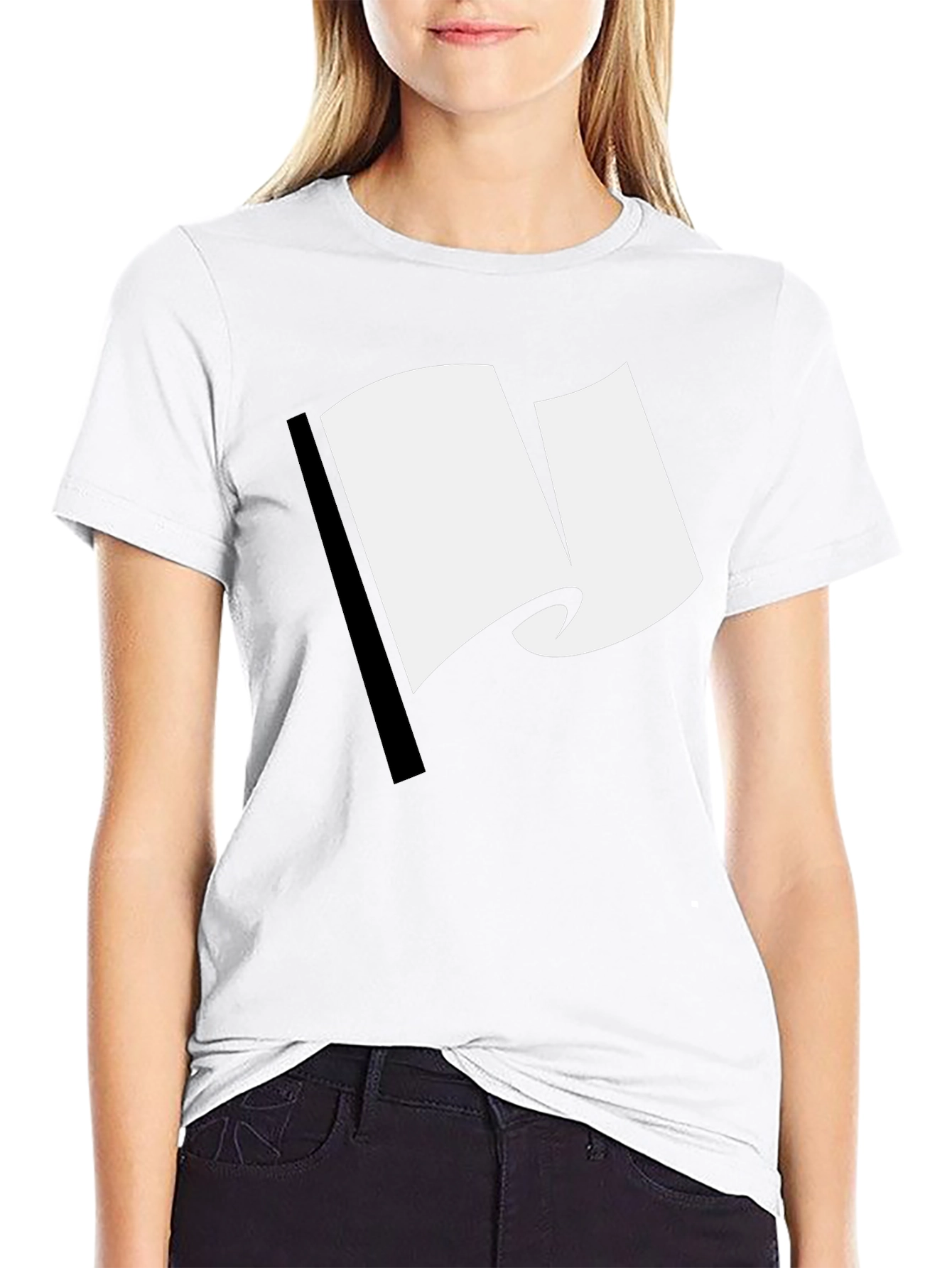Minimalist White Flag Graphic Black T-Shirt