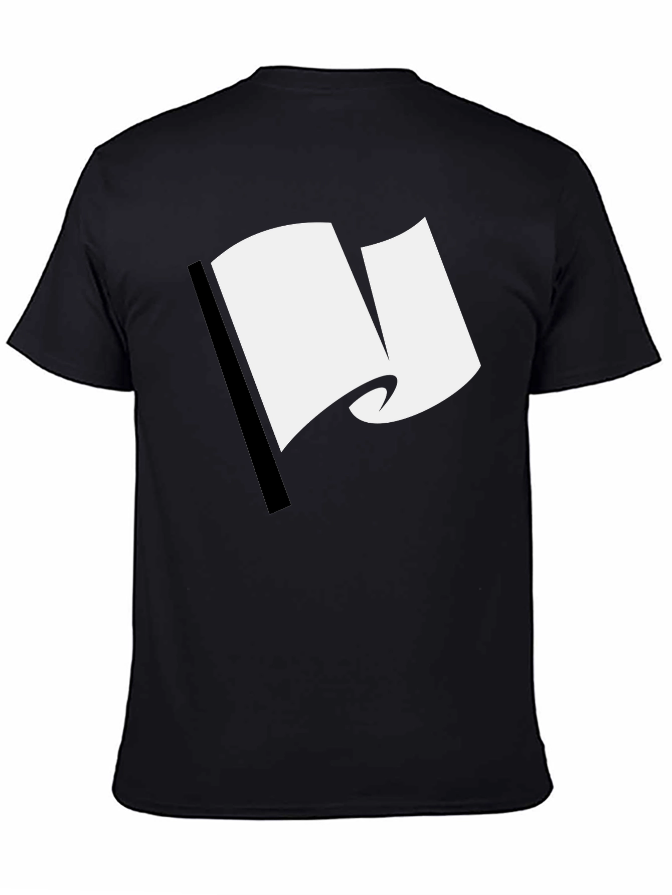 Minimalist White Flag Graphic Black T-Shirt