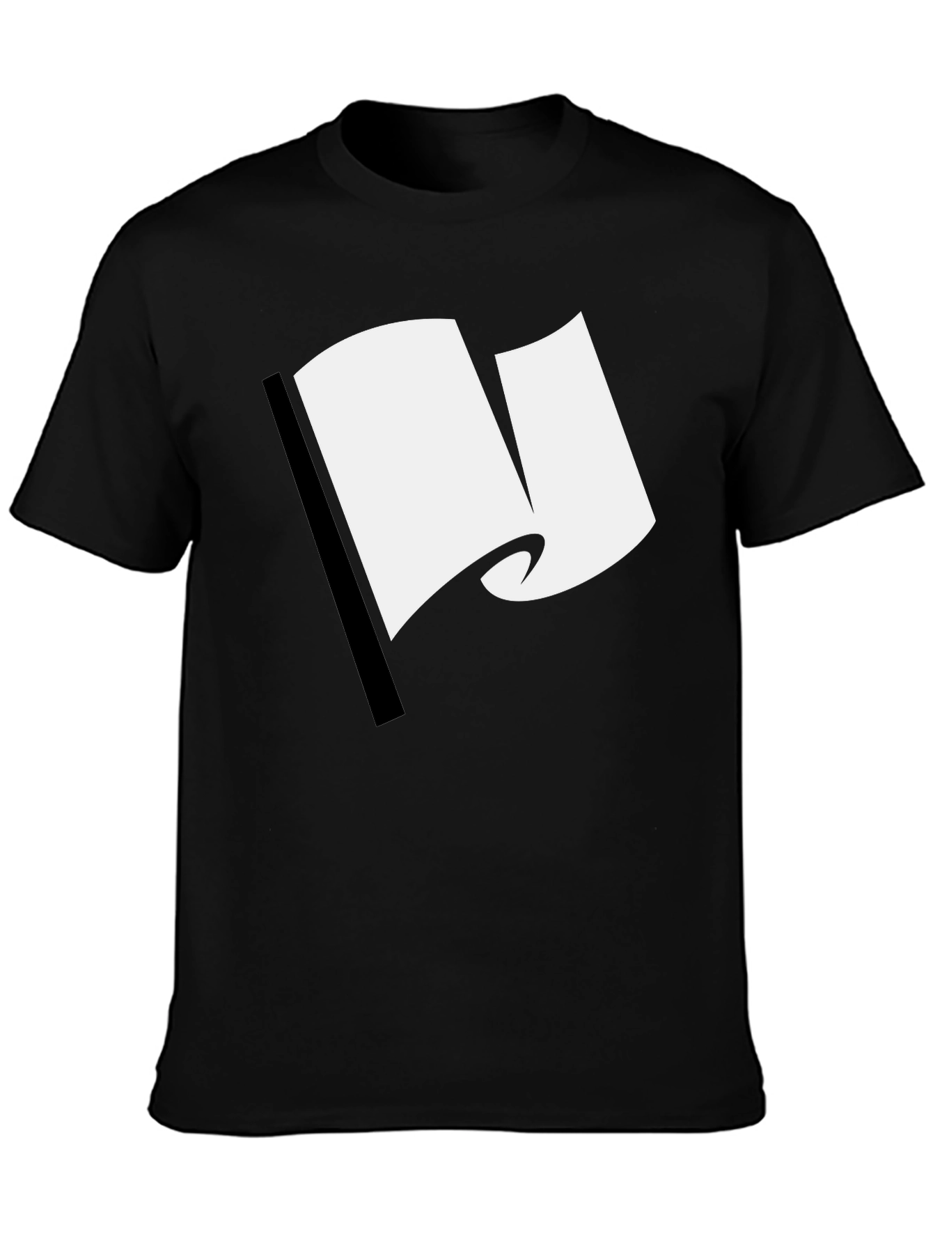Minimalist White Flag Graphic Black T-Shirt