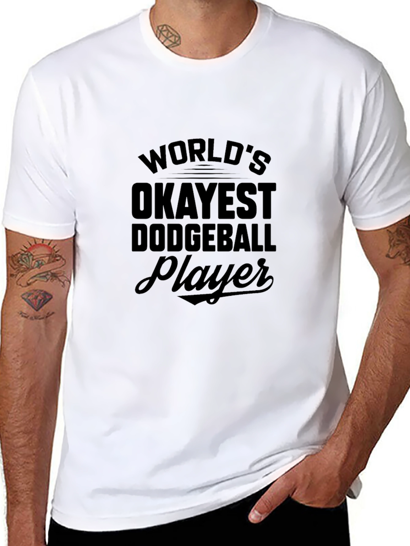 Worlds Okayest Dodgeball Player Black T-Shirt