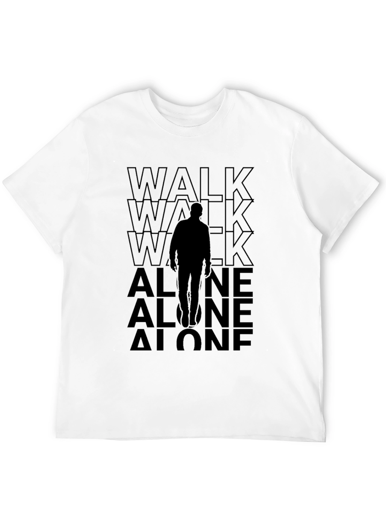 Walk Alone Graphic Tee - Black Cotton Comfort