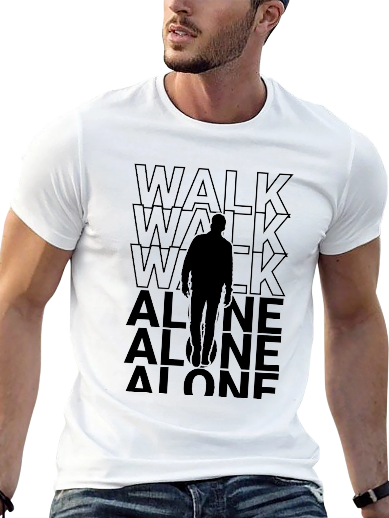 Walk Alone Graphic Tee - Black Cotton Comfort