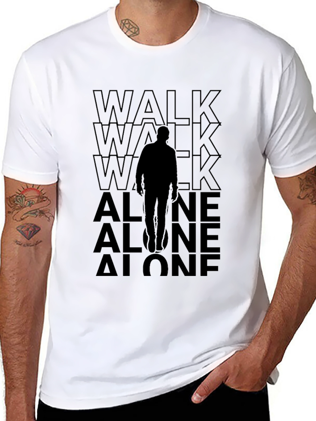 Walk Alone Graphic Tee - Black Cotton Comfort