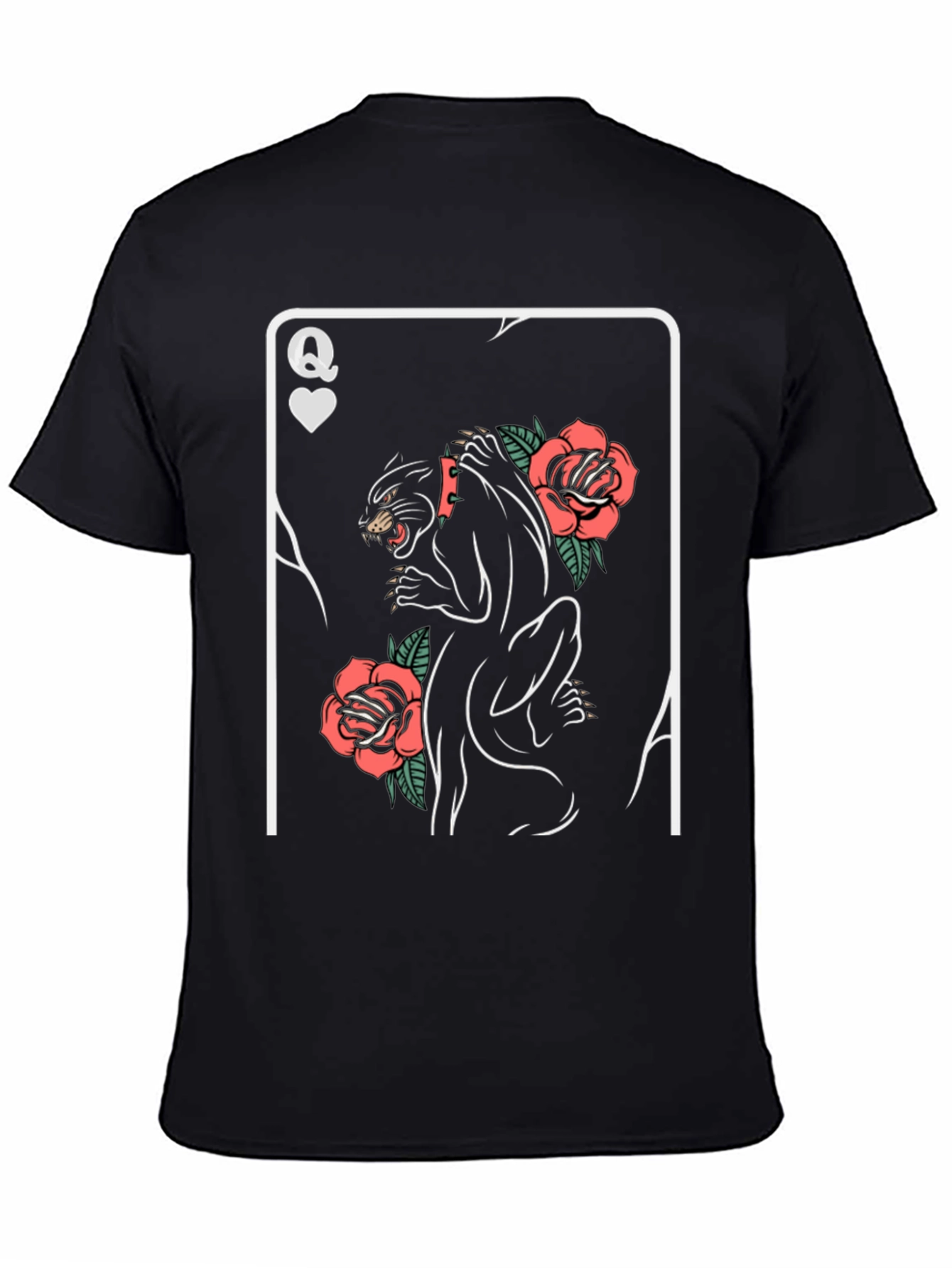 Queen of Hearts Panther Roses Graphic T-Shirt