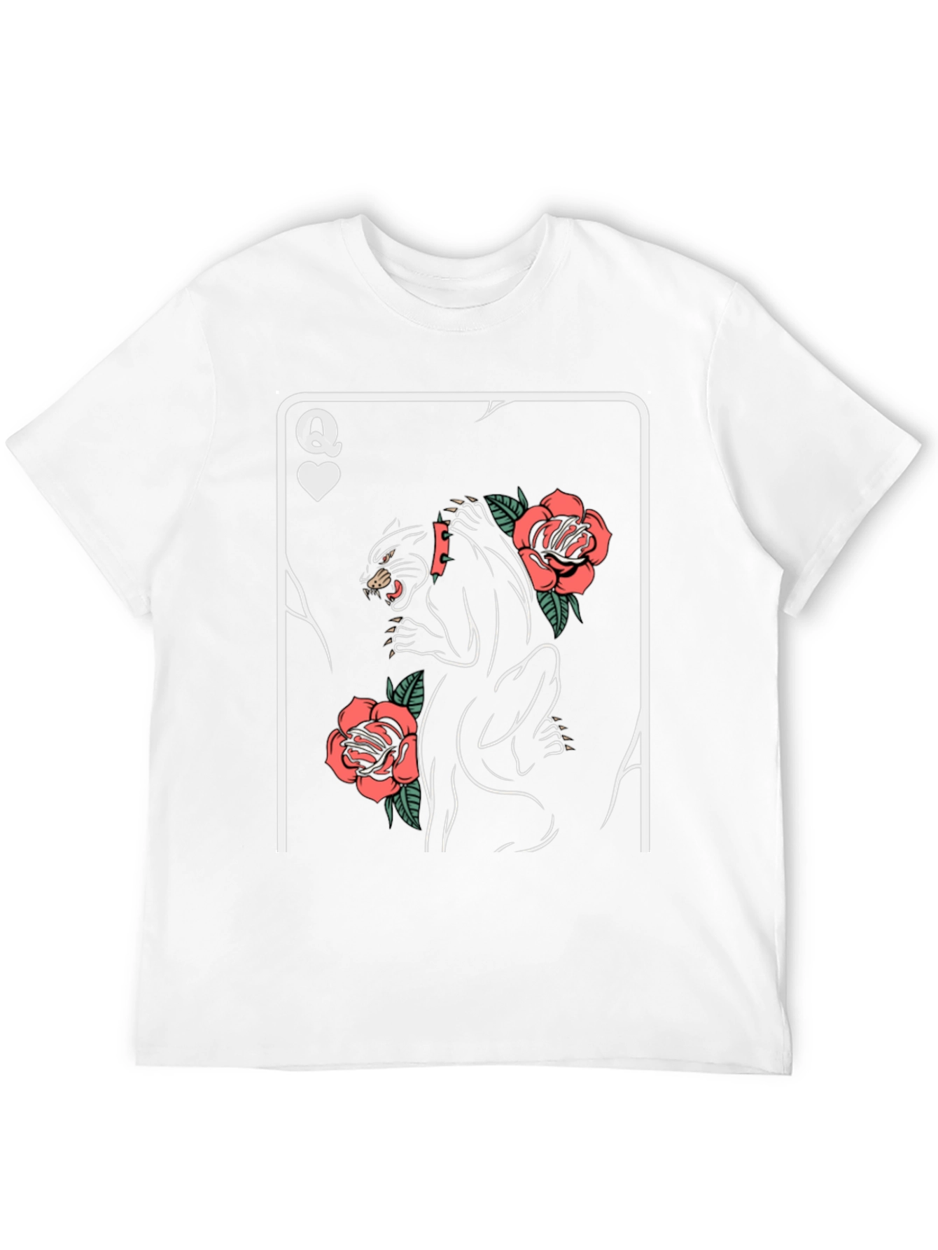 Queen of Hearts Panther Roses Graphic T-Shirt