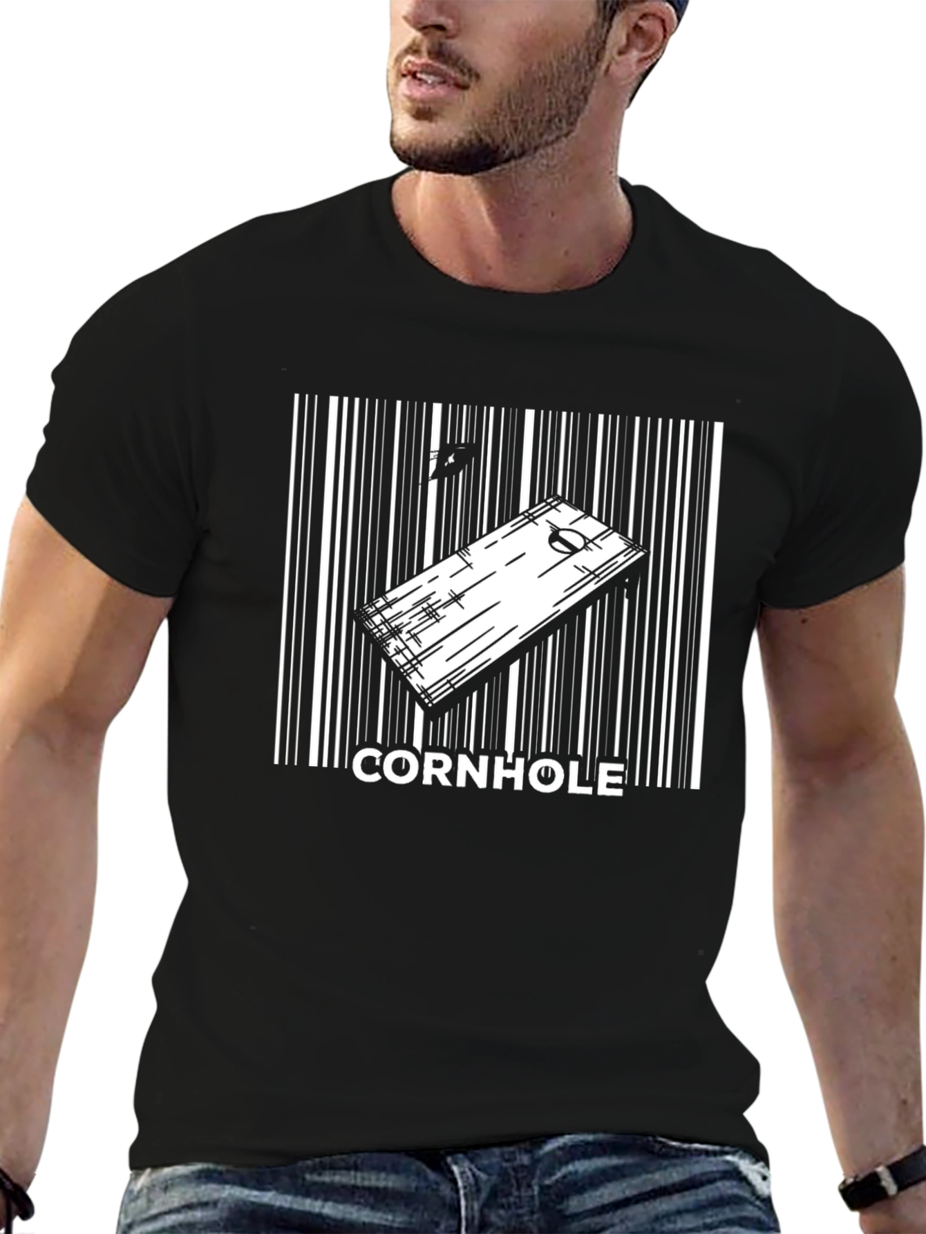 Cornhole Board Barcode Graphic T-Shirt