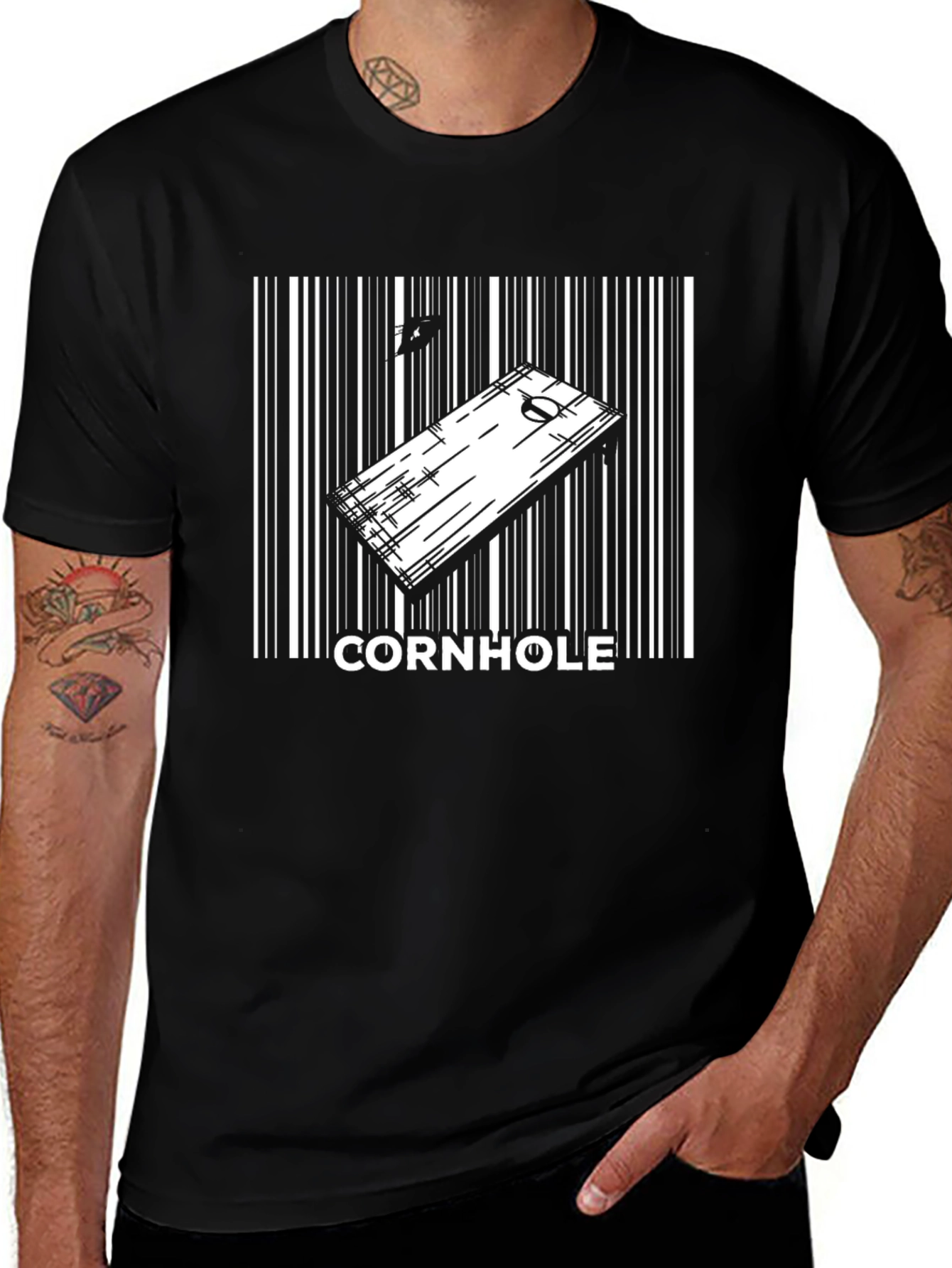 Cornhole Board Barcode Graphic T-Shirt