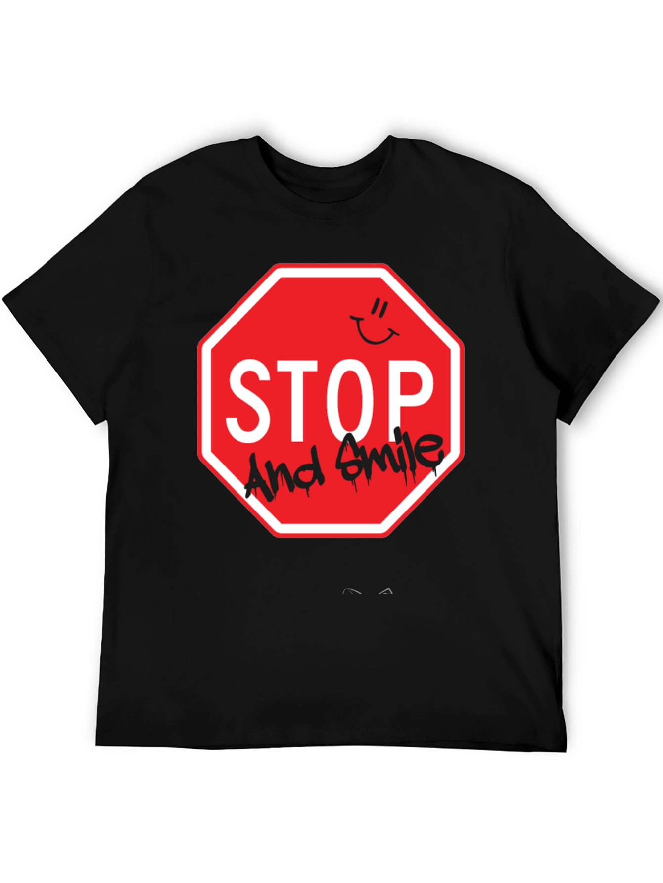 Stop and Smile Graphic T-Shirt - Black
