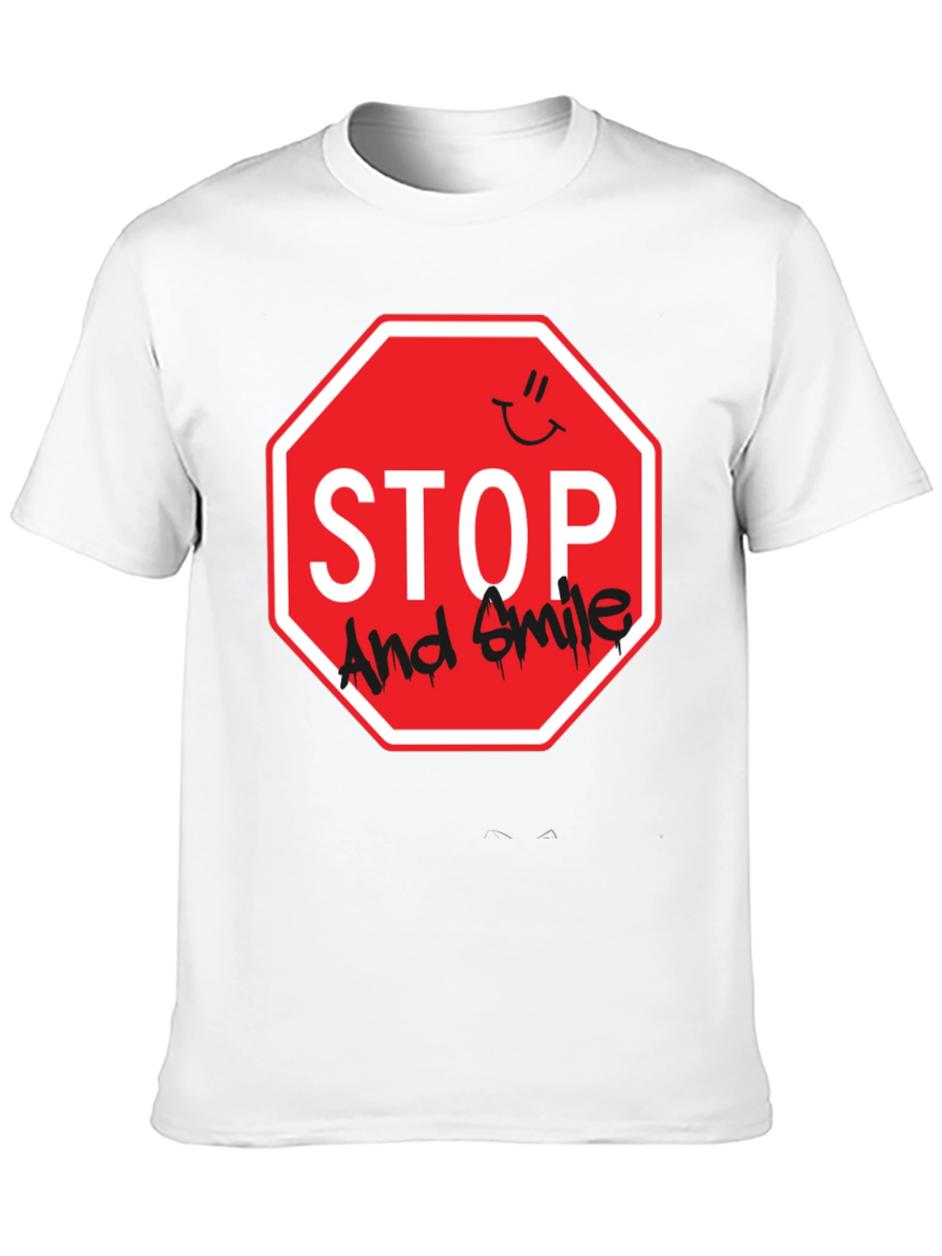 Stop and Smile Graphic T-Shirt - Black
