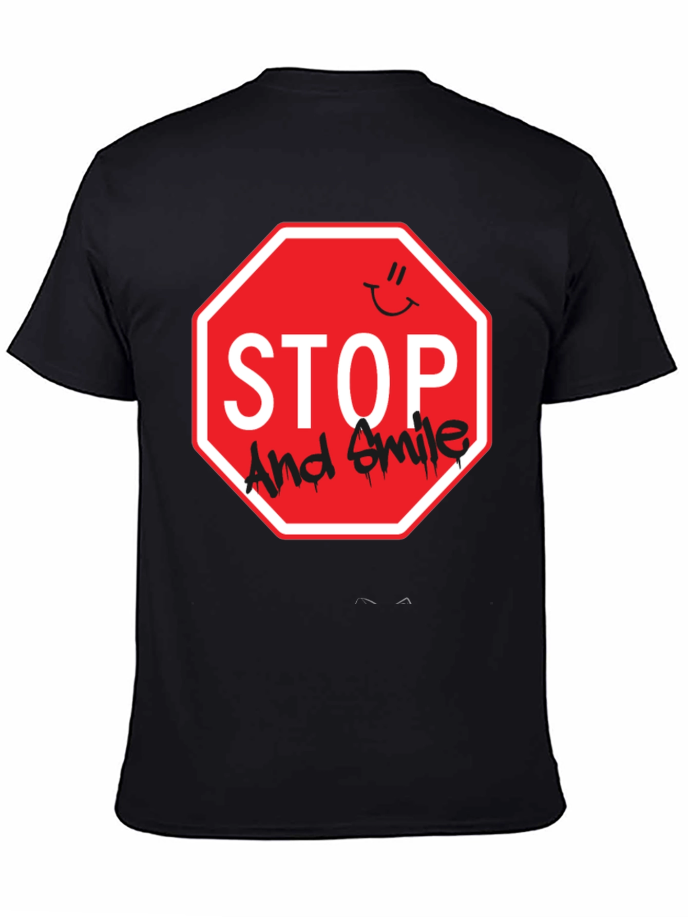 Stop and Smile Graphic T-Shirt - Black
