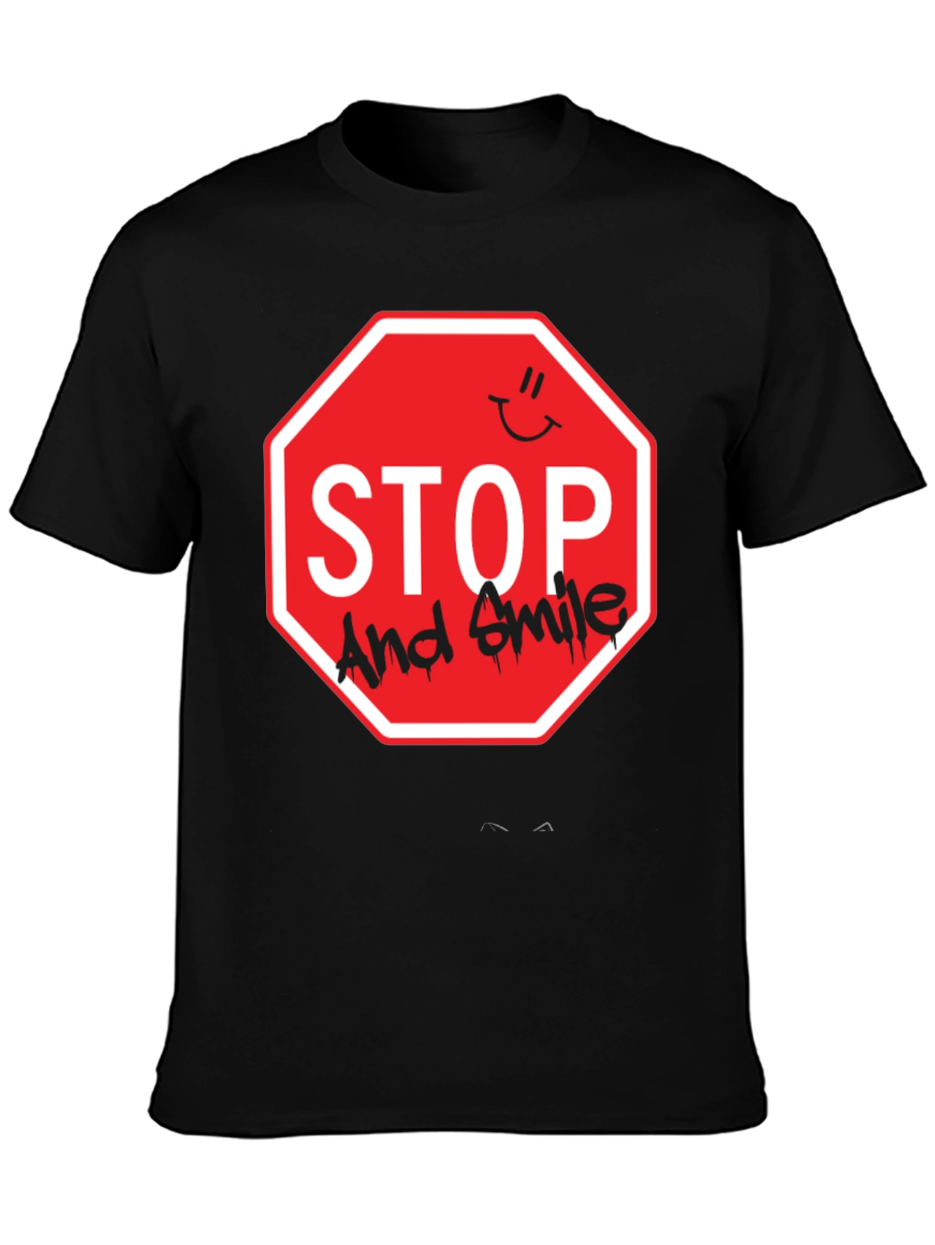 Stop and Smile Graphic T-Shirt - Black