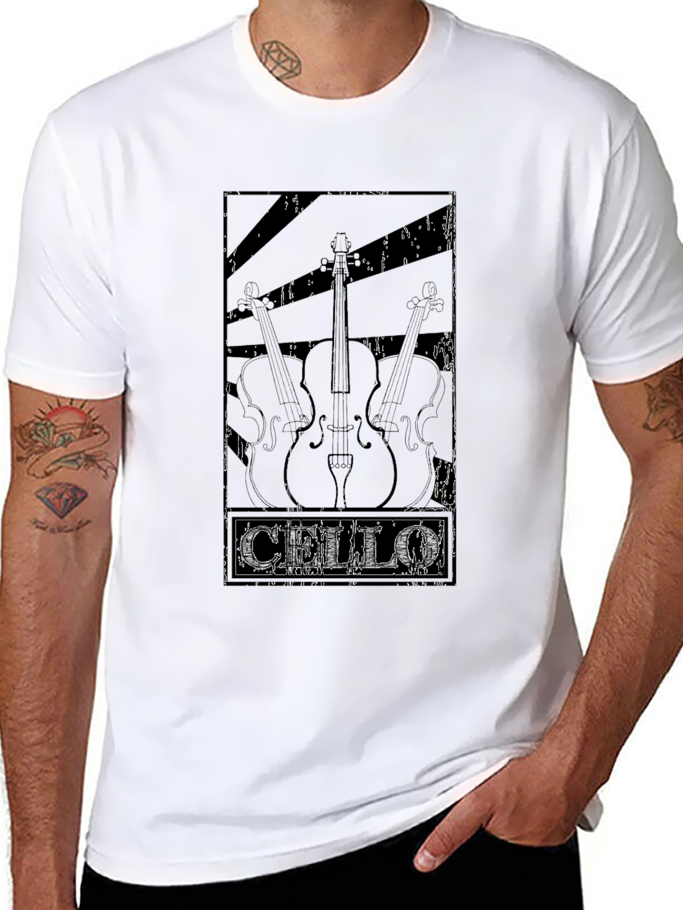 Cello Instrument Graphic Black T-Shirt