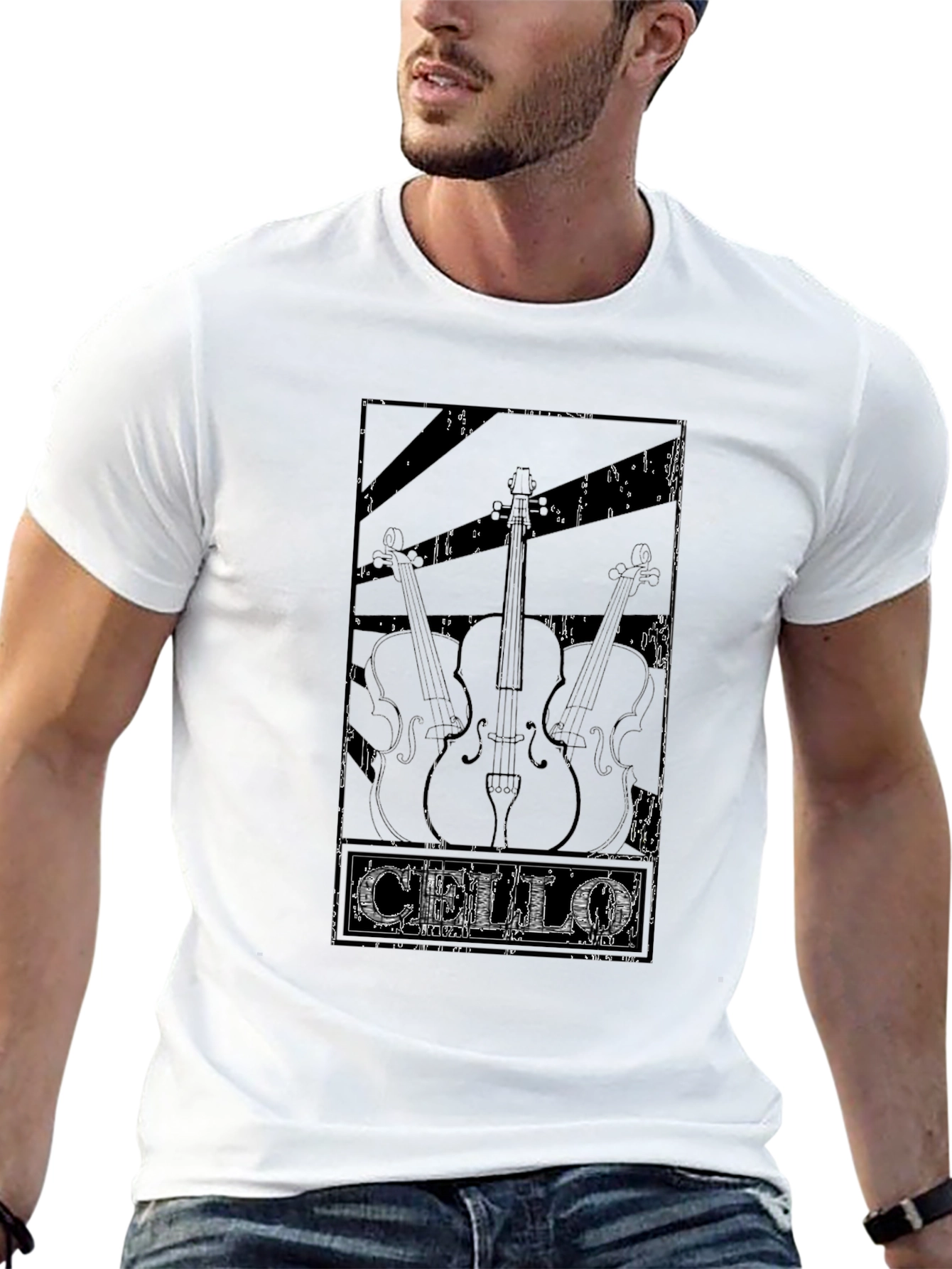 Cello Instrument Graphic Black T-Shirt