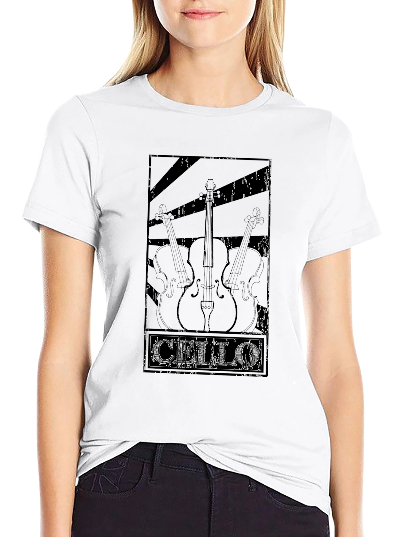 Cello Instrument Graphic Black T-Shirt