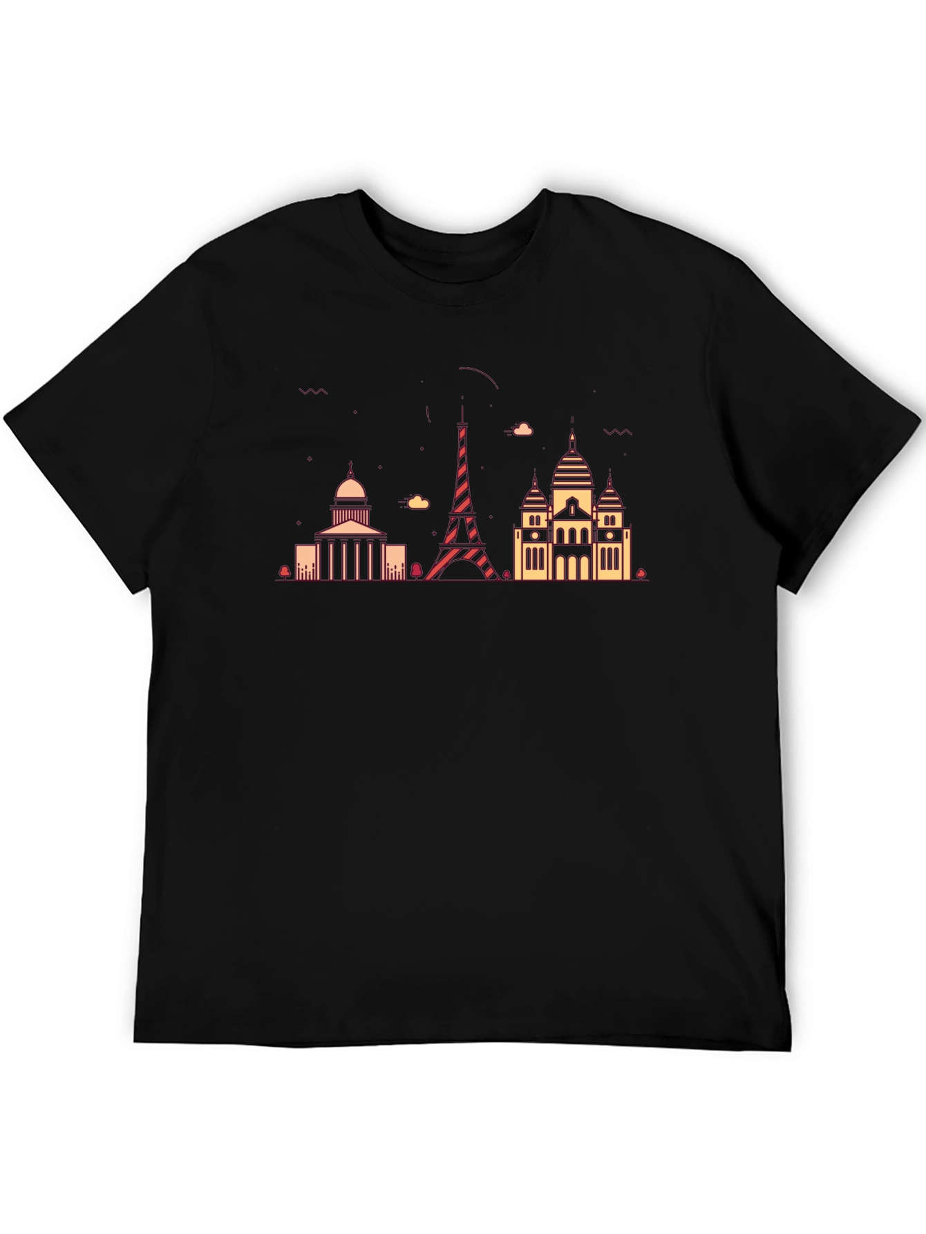 Paris Skyline Graphic Tee - Mens Black T-Shirt