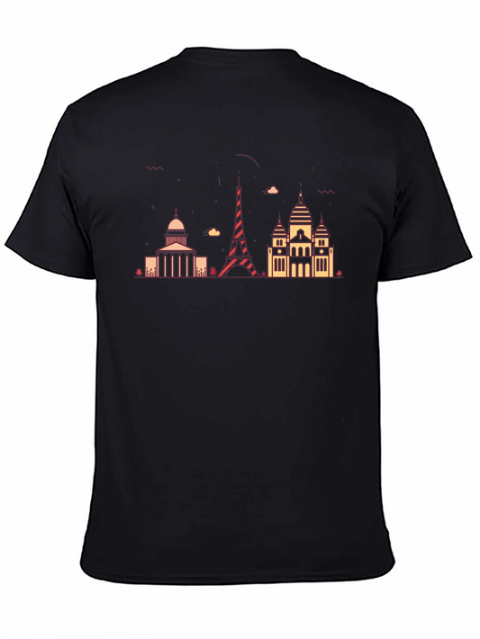 Paris Skyline Graphic Tee - Mens Black T-Shirt