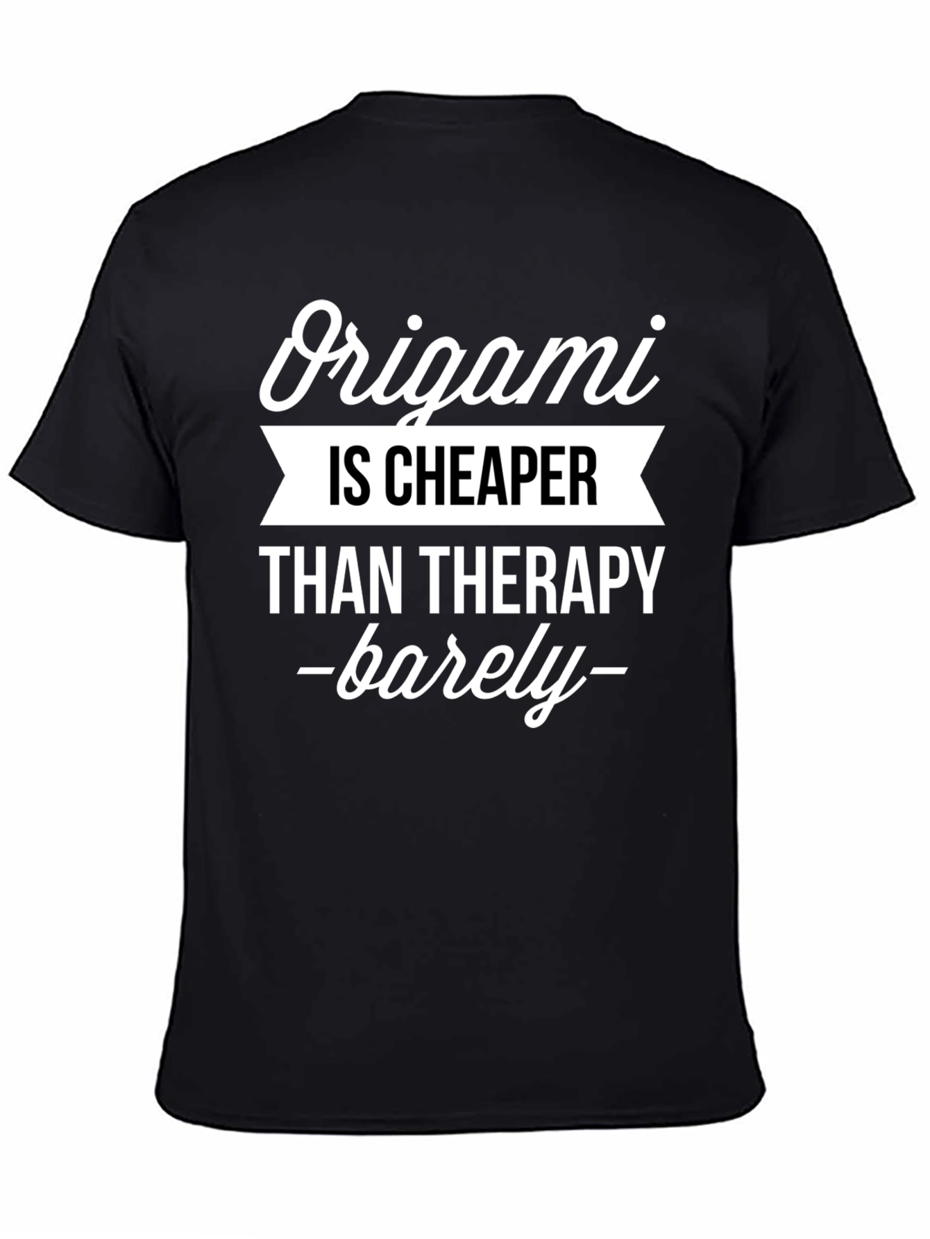 Origami Cheaper Than Therapy Black T-Shirt