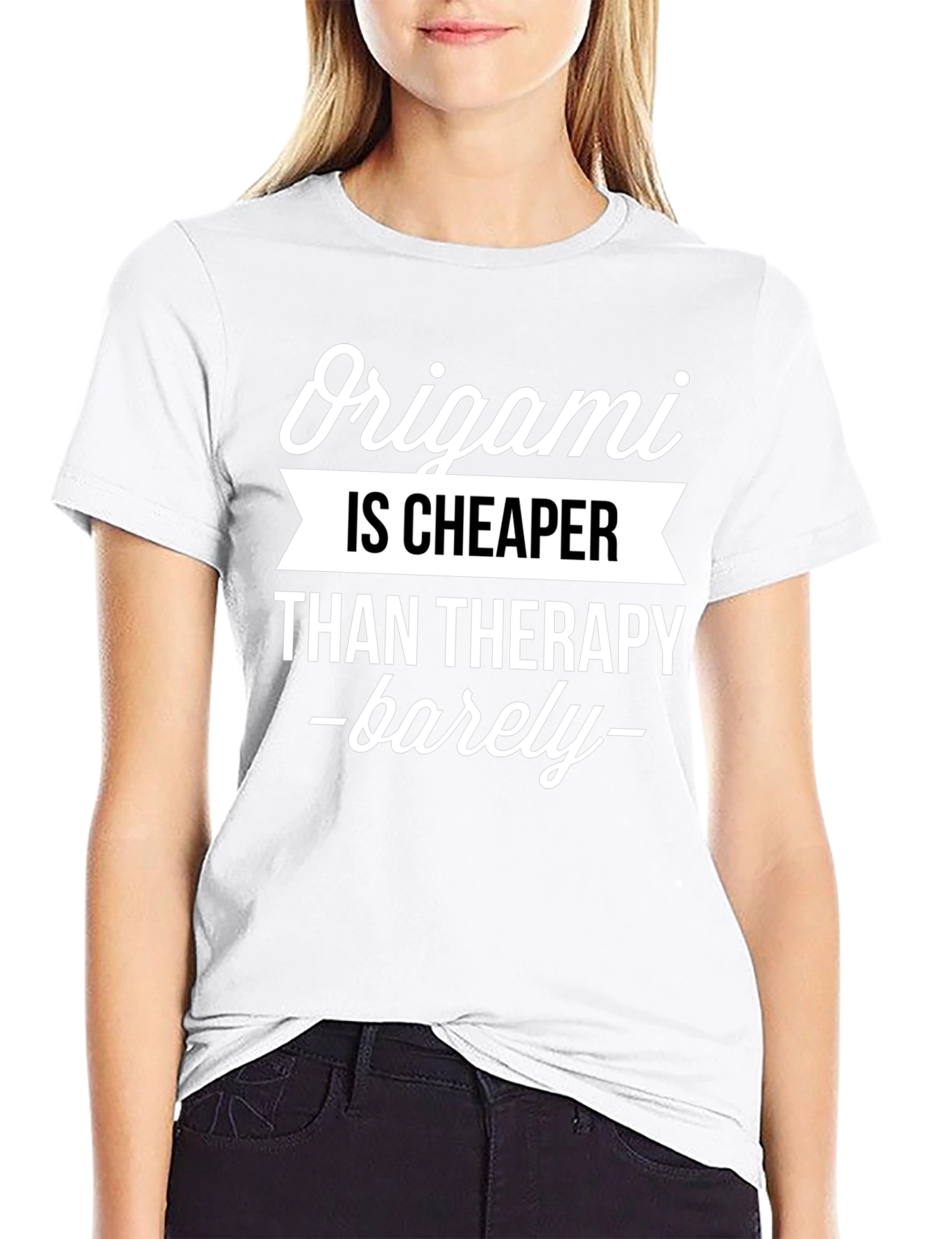 Origami Cheaper Than Therapy Black T-Shirt