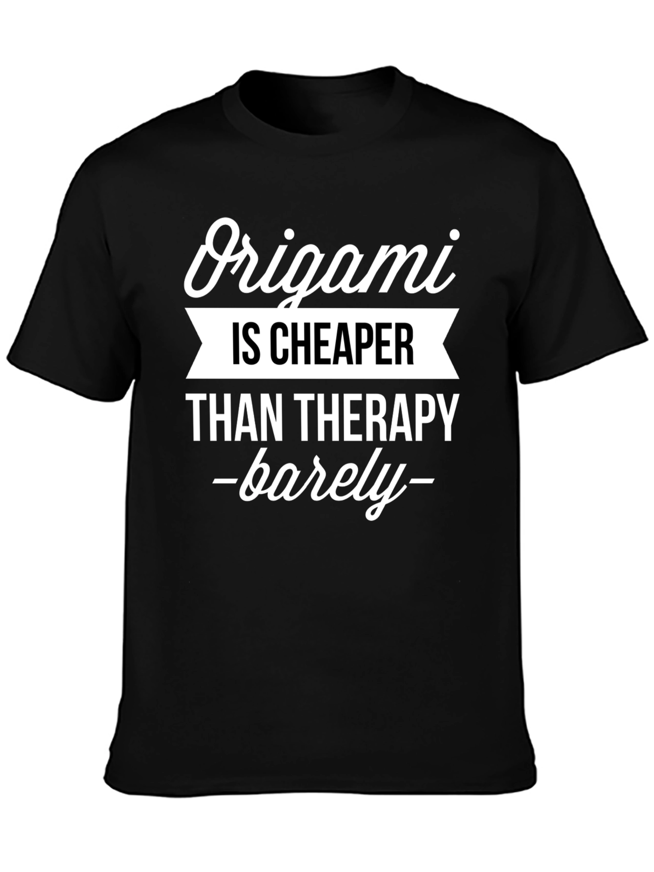 Origami Cheaper Than Therapy Black T-Shirt