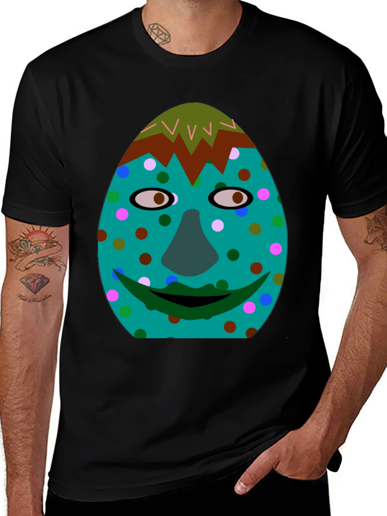 Funny Face Graphic Tee - Black Cotton Blend Shirt