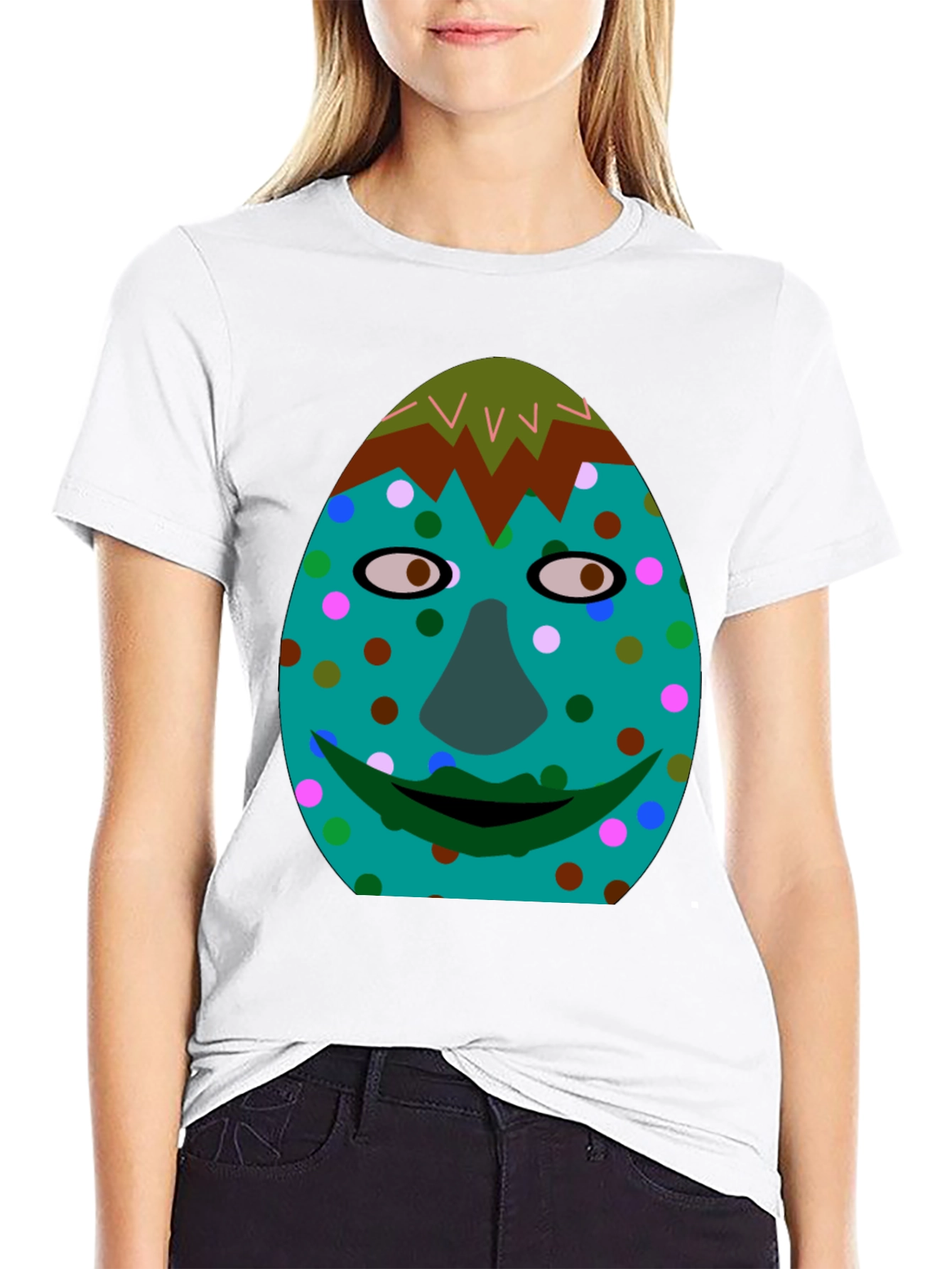 Funny Face Graphic Tee - Black Cotton Blend Shirt