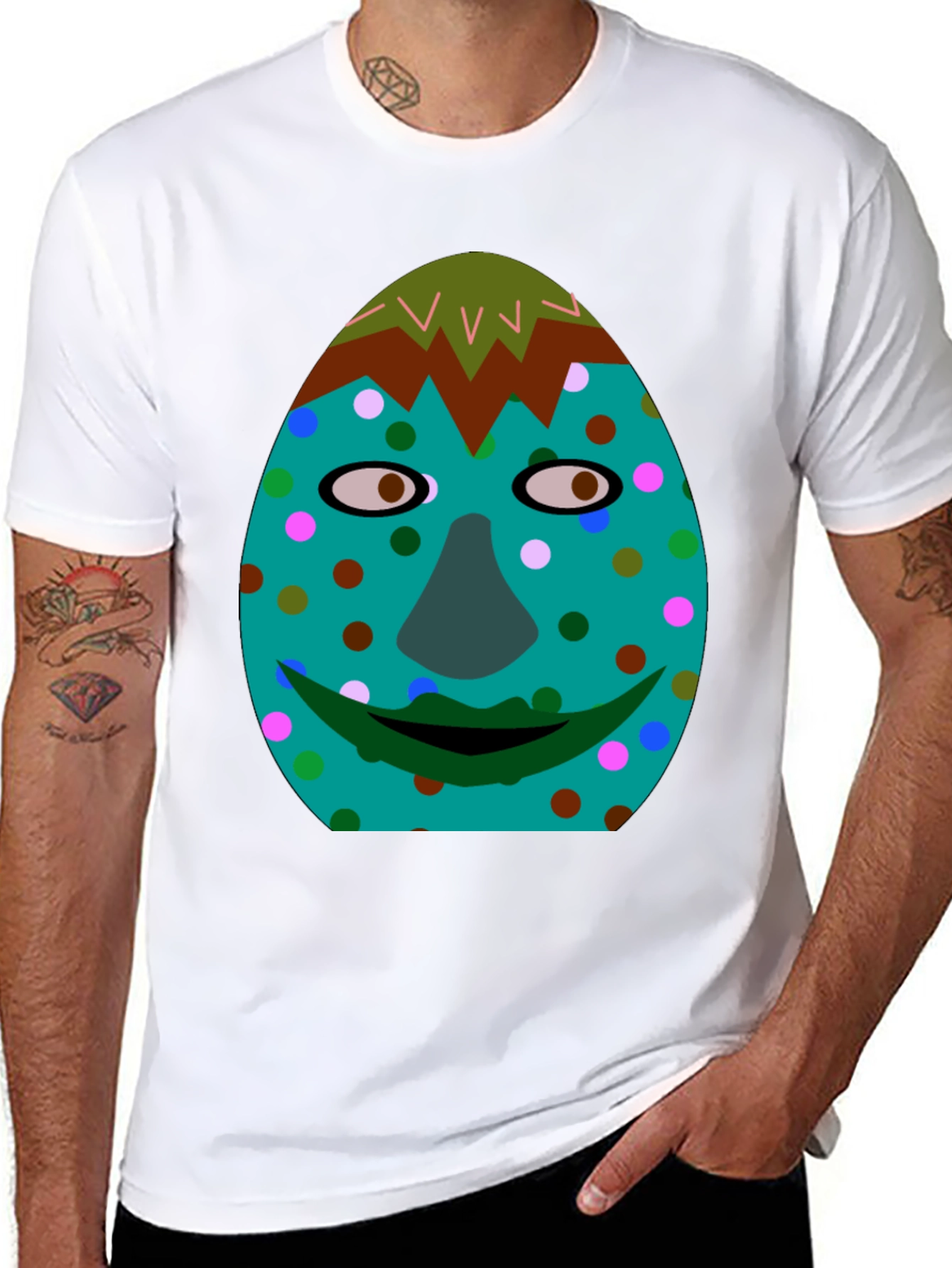 Funny Face Graphic Tee - Black Cotton Blend Shirt