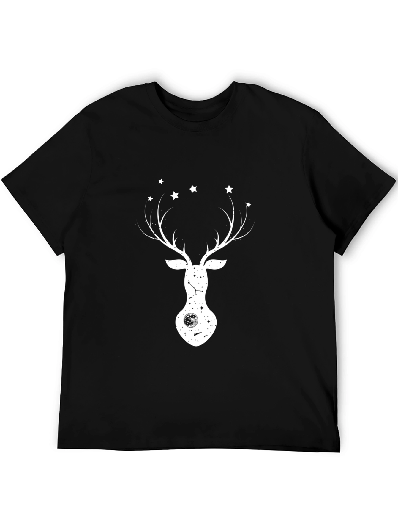 Deer & Stars Graphic Tee - Black Cotton Blend