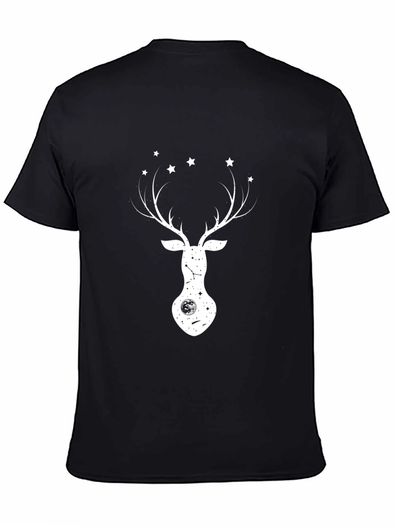 Deer & Stars Graphic Tee - Black Cotton Blend