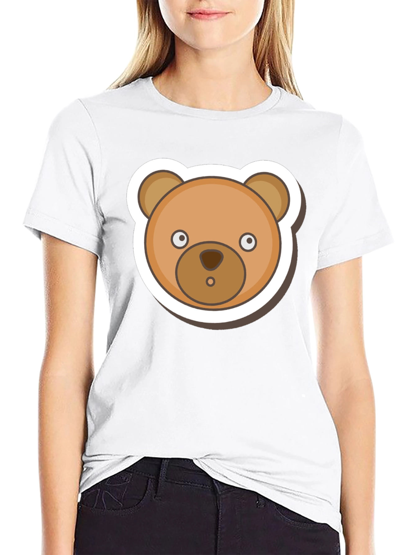 Cute Teddy Bear Graphic Tee - Mens Black T-Shirt