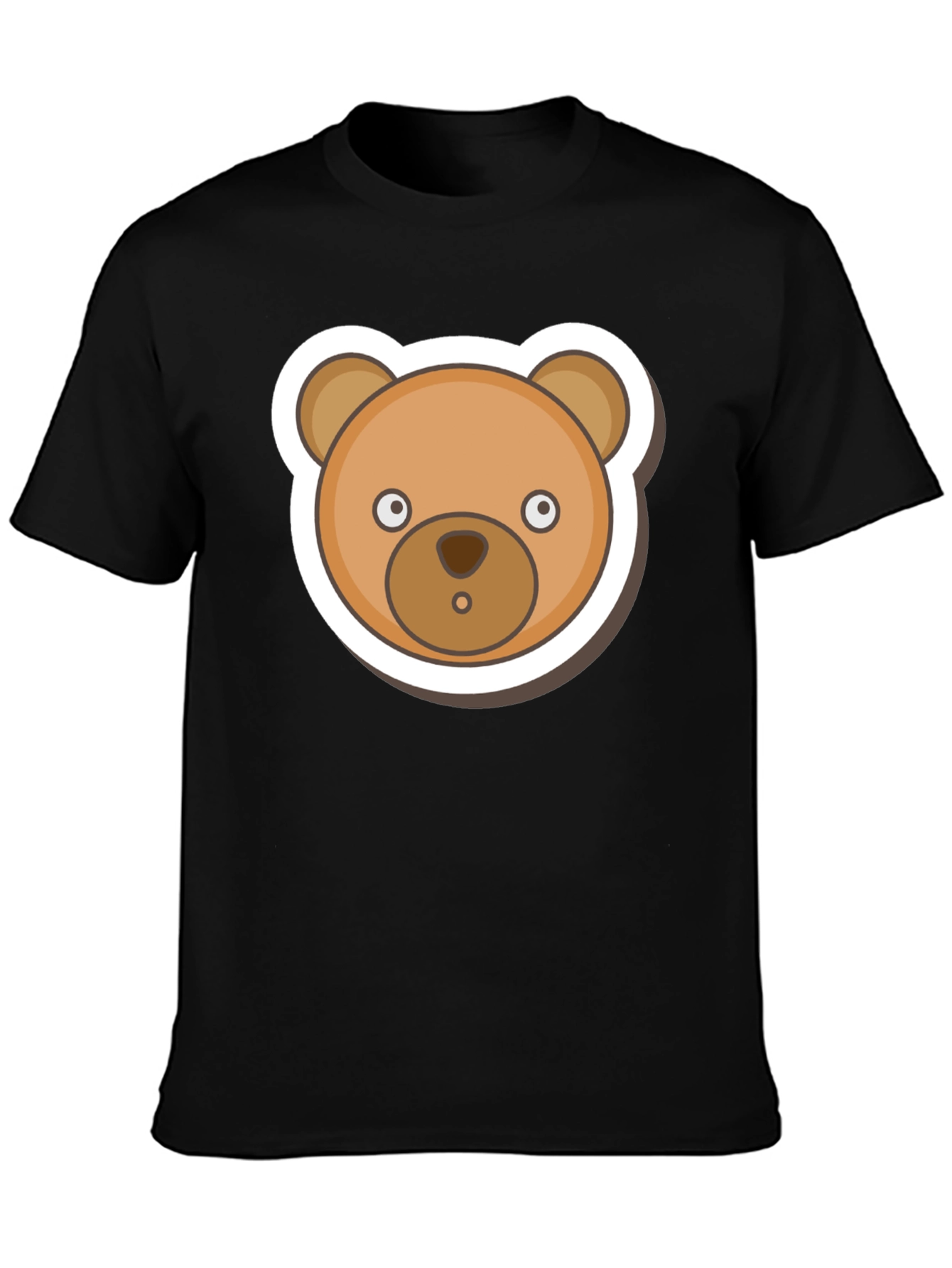 Cute Teddy Bear Graphic Tee - Mens Black T-Shirt