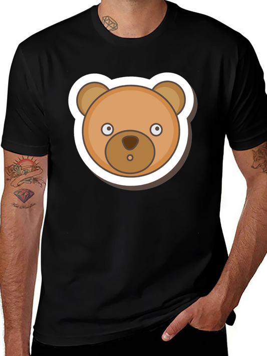 Cute Teddy Bear Graphic Tee - Mens Black T-Shirt