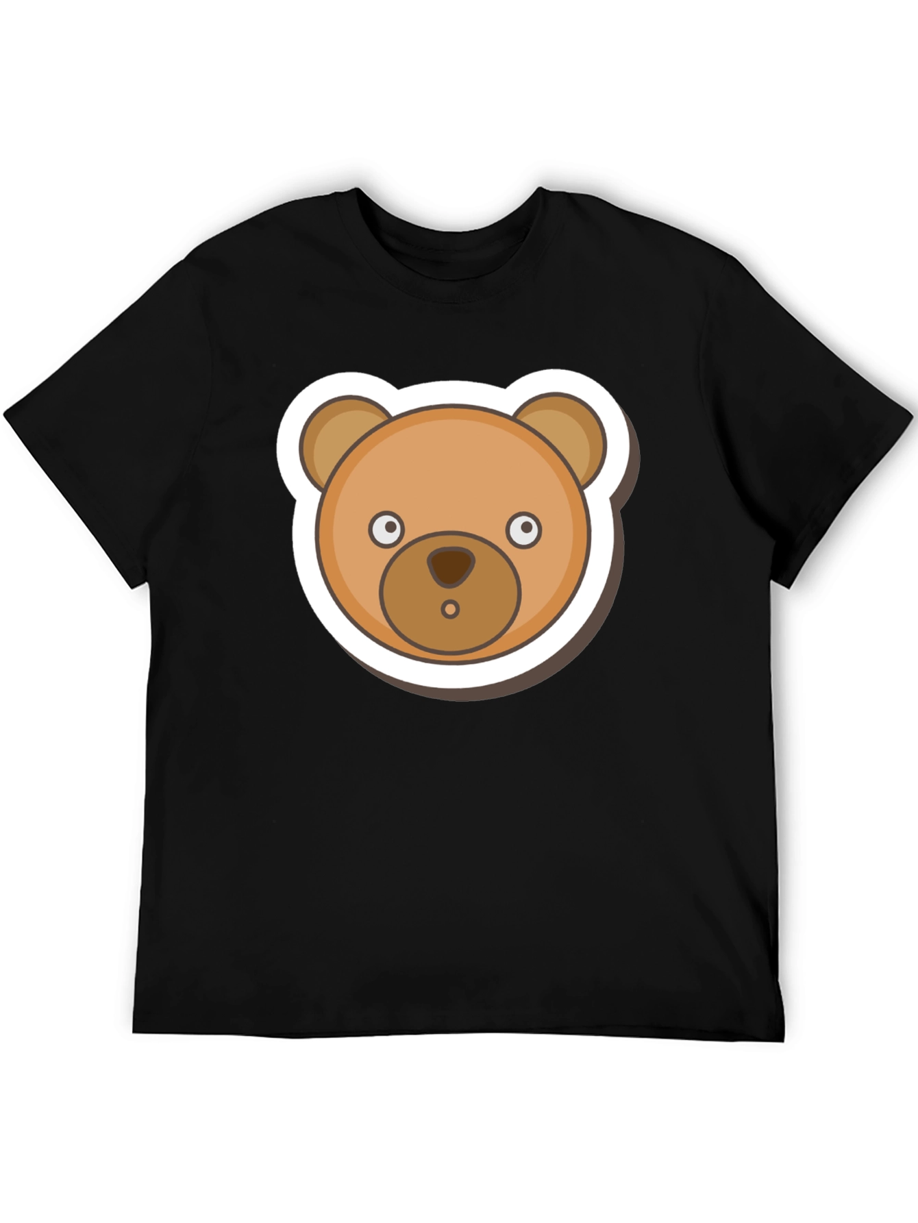 Cute Teddy Bear Graphic Tee - Mens Black T-Shirt