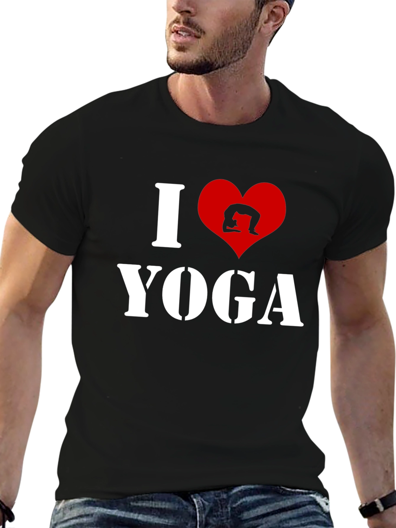 I Love Yoga Black T-Shirt - Mens Graphic Tee