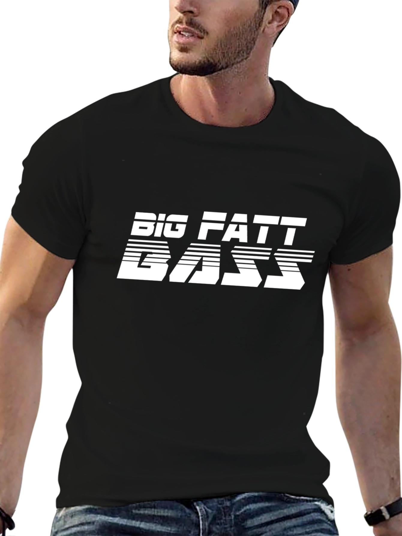Big Fatt Bass Graphic Tee - Black Crewneck T-Shirt