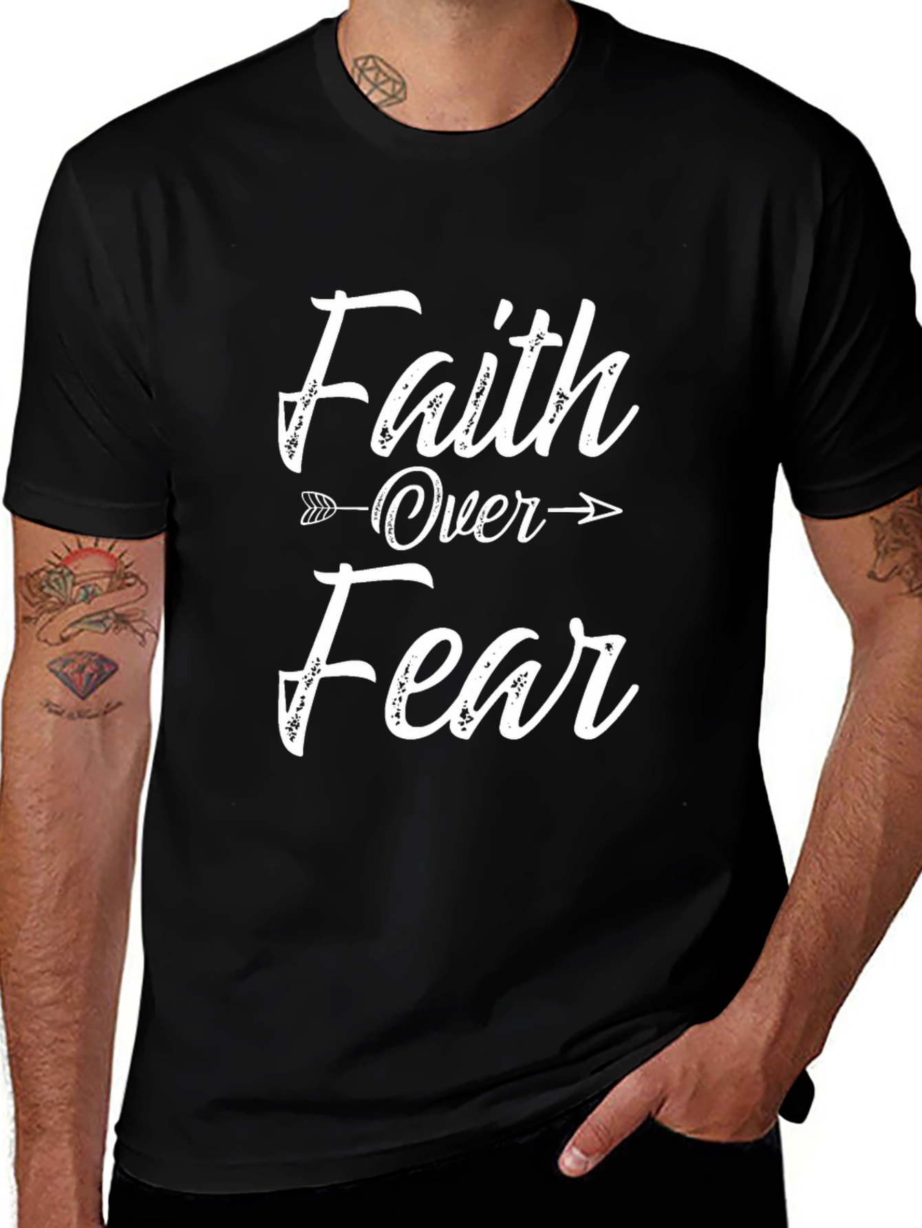 Faith Over Fear Graphic Tee - Mens Black T-Shirt