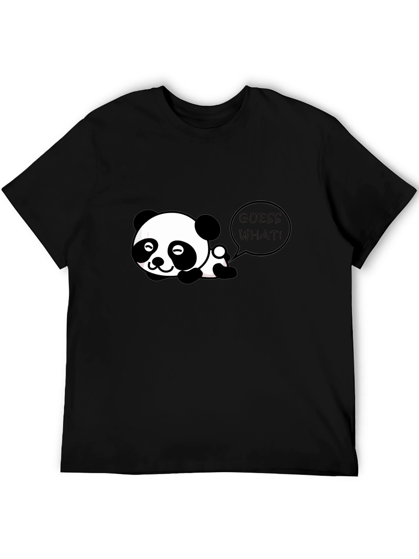 Cute Panda Guess What! Black T-Shirt