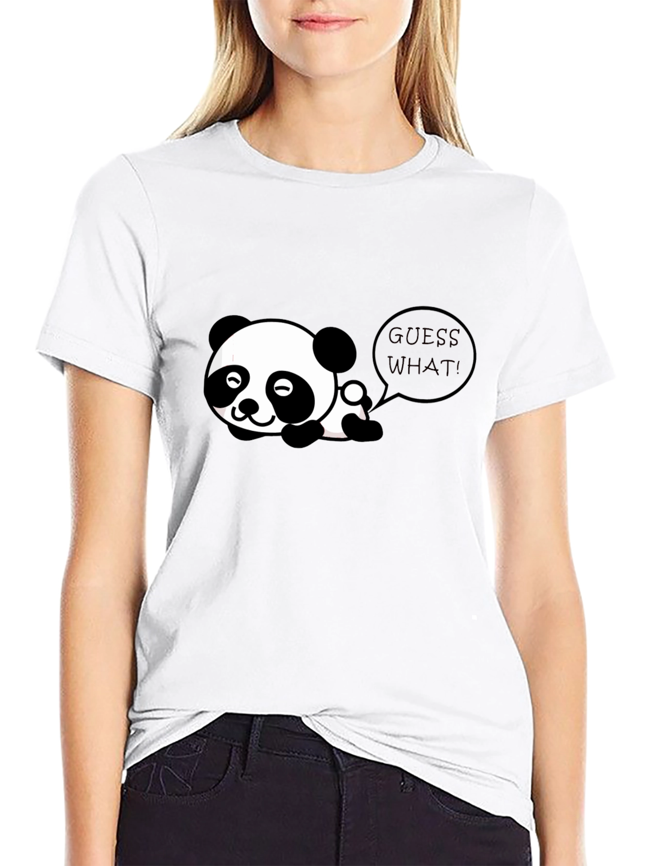 Cute Panda Guess What! Black T-Shirt